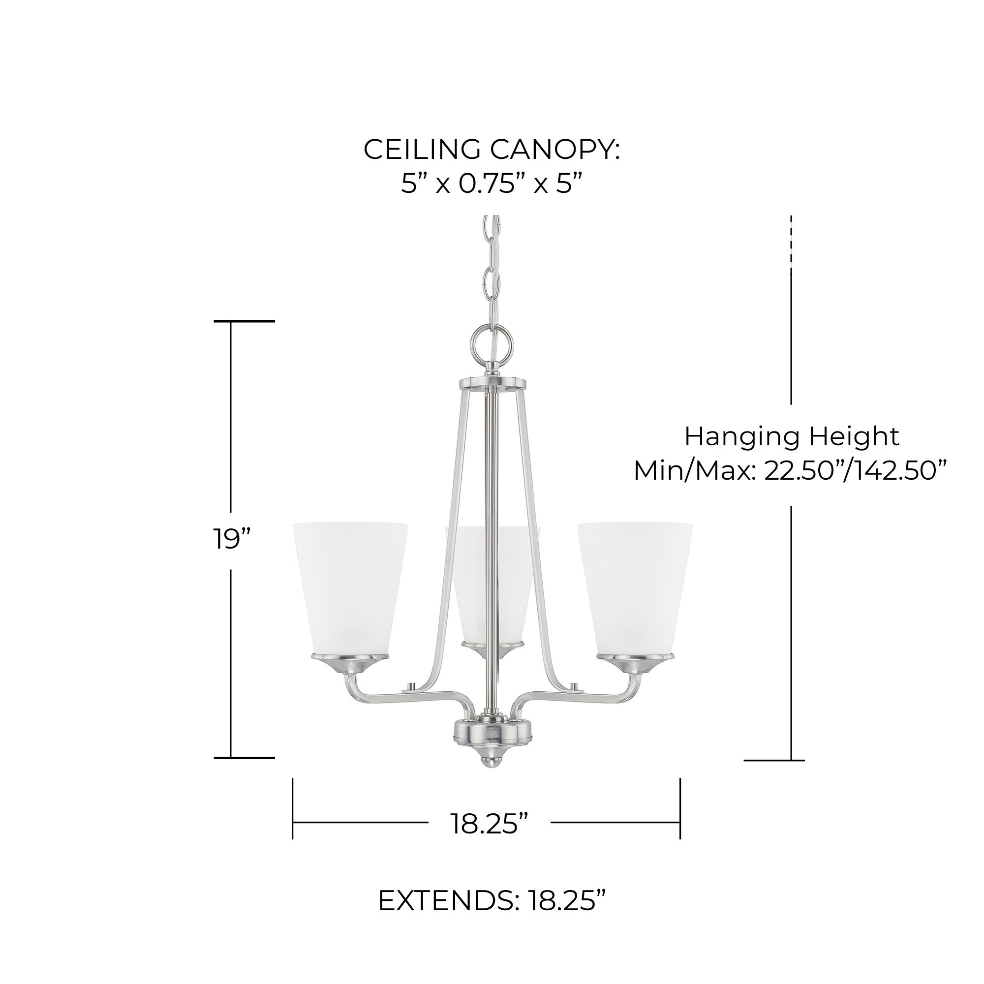 Image 2 HomePlace Lighting Braylon 3 Light Chandelier 18.25" Brushed Nickel more views