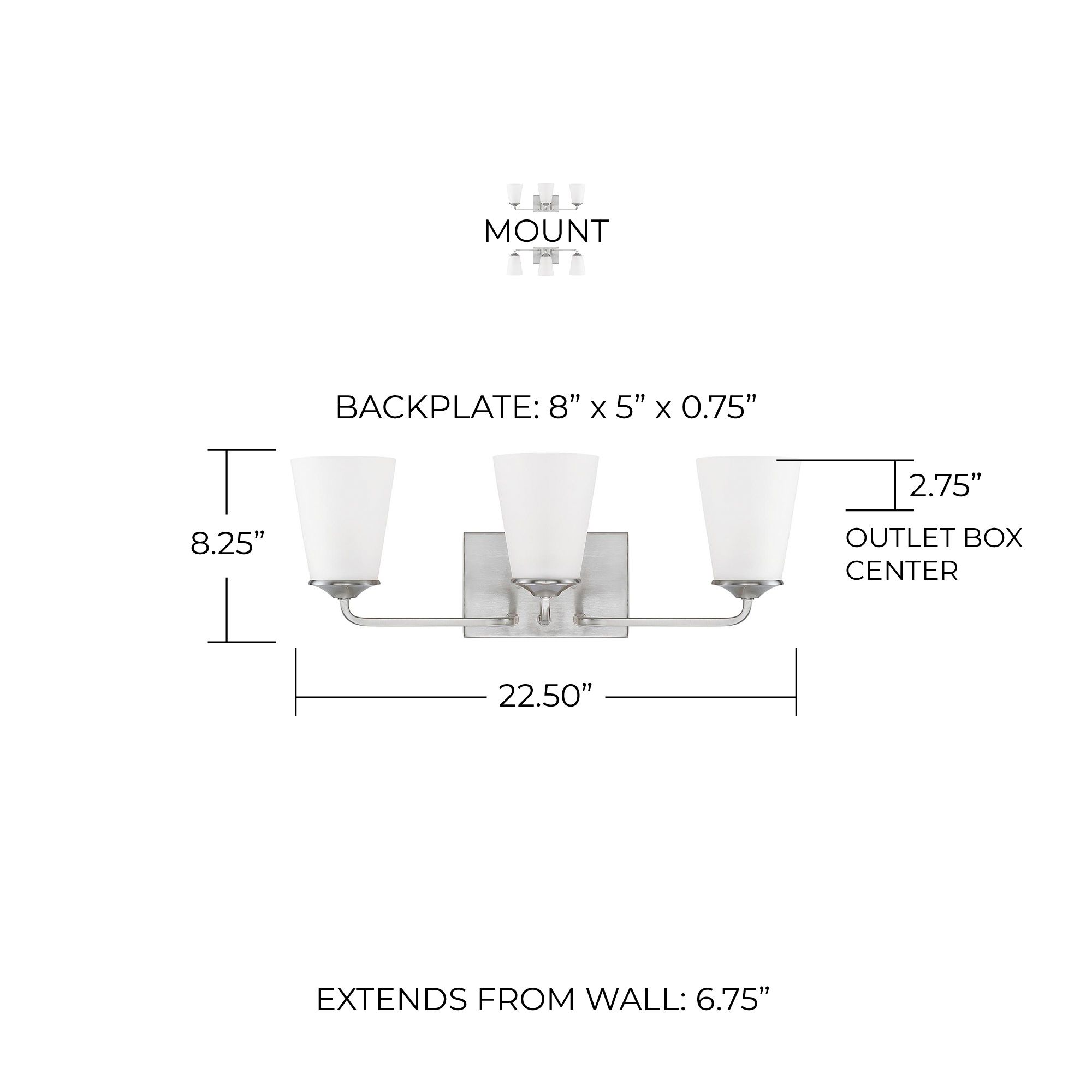 Image 2 HomePlace Lighting Braylon 3 Light Vanity Brushed Nickel more views