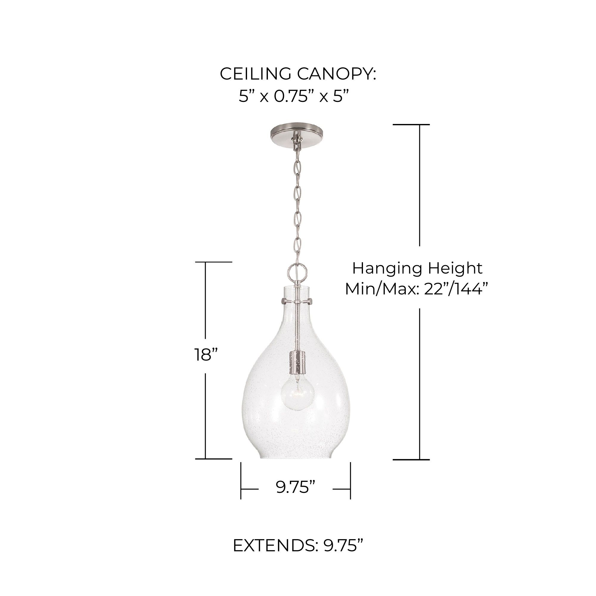 Image 4 HomePlace Lighting Brentwood 1 Light Pendant Brushed Nickel more views