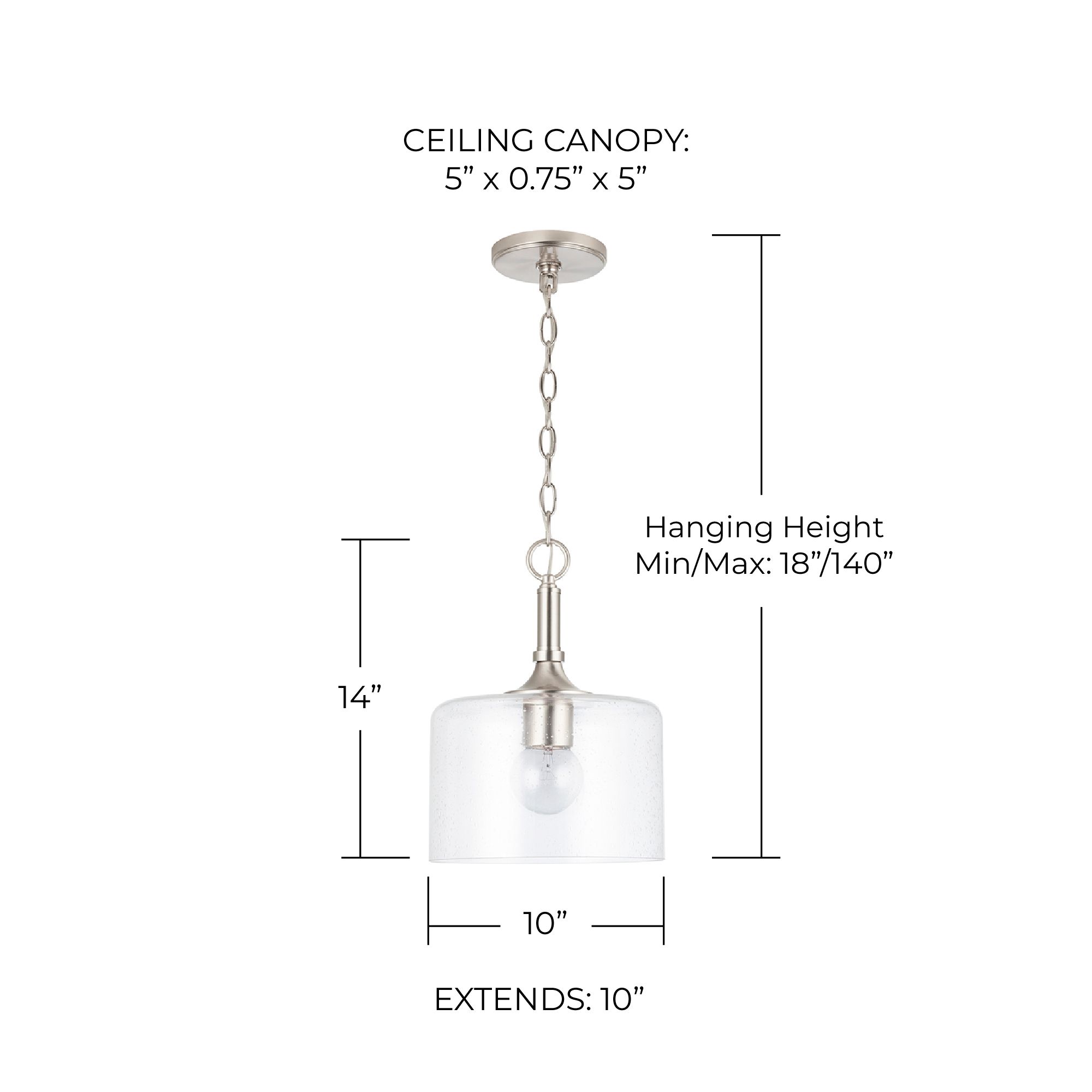 Image 5 HomePlace Lighting Carter 1 Light Pendant Brushed Nickel more views