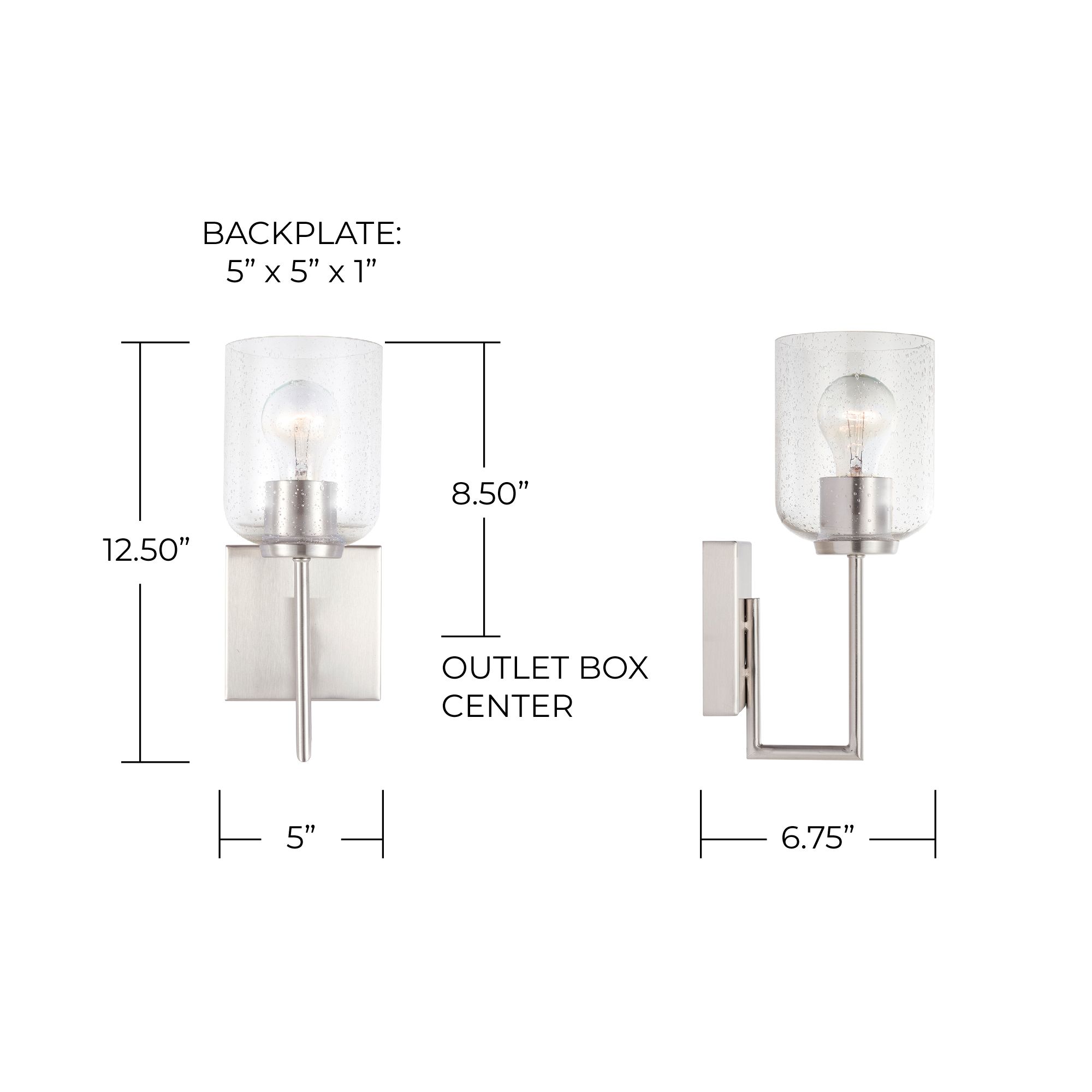 Image 6 HomePlace Lighting Carter 1 Light Sconce 5" Brushed Nickel more views