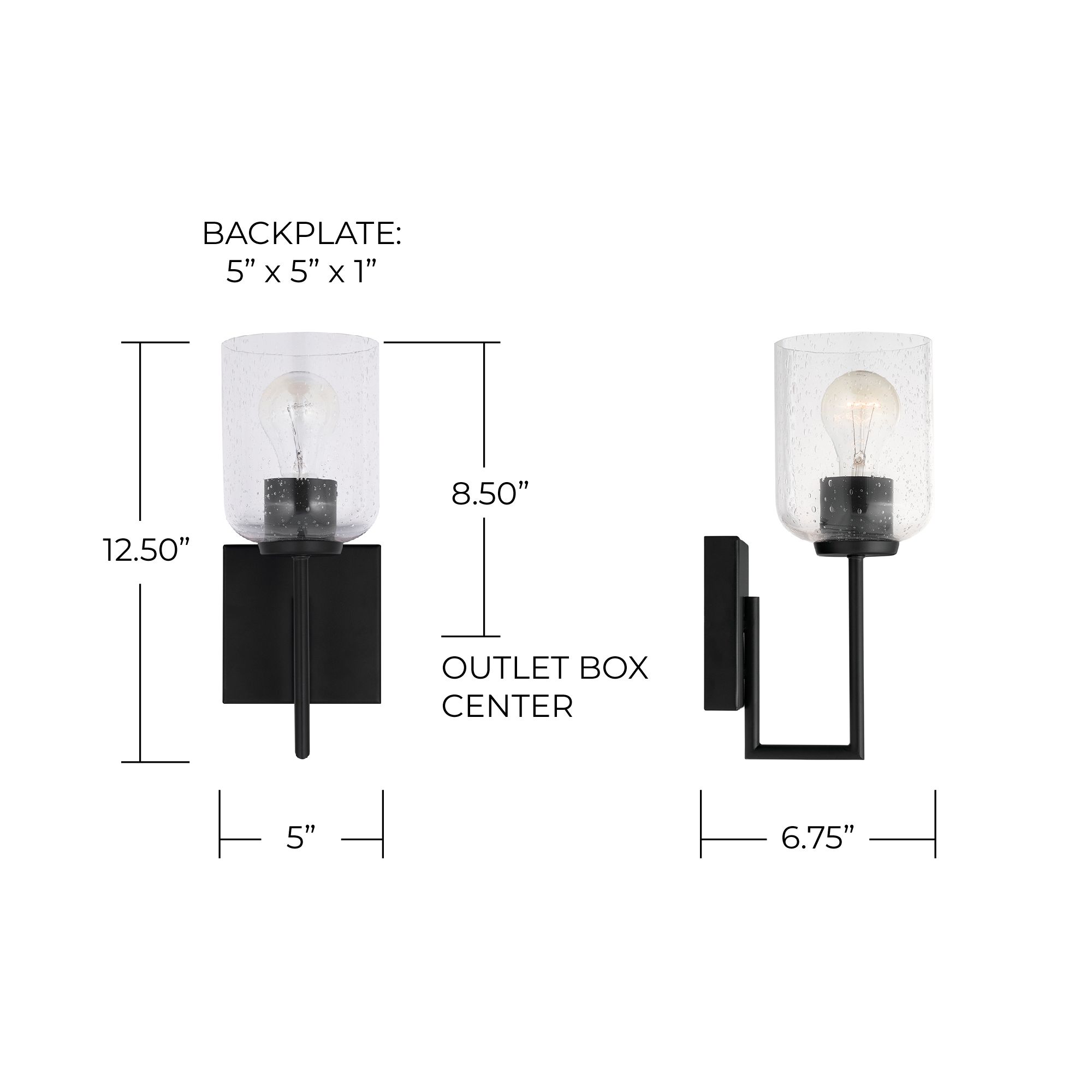 Image 7 HomePlace Lighting Carter 1 Light Sconce Matte Black more views