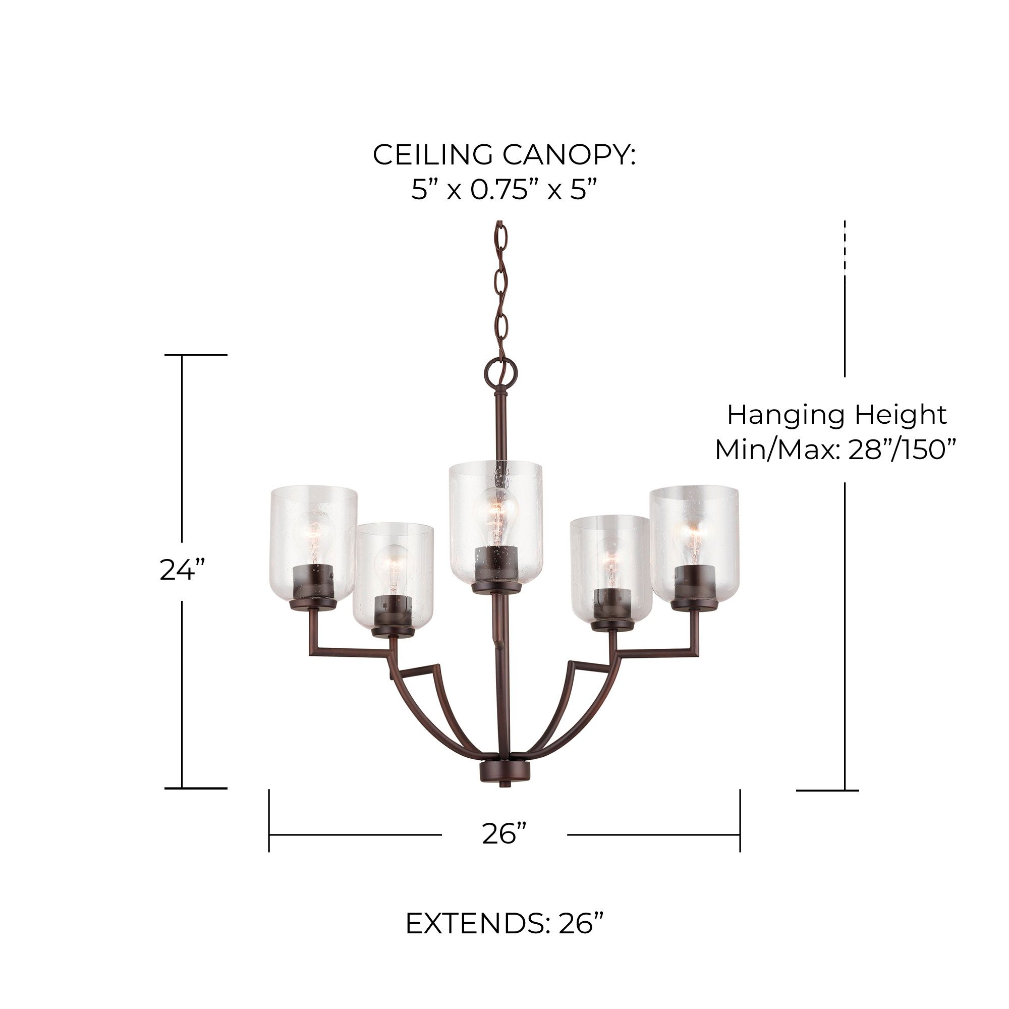 HomePlace Lighting Carter 5 Light Chandelier Bronze