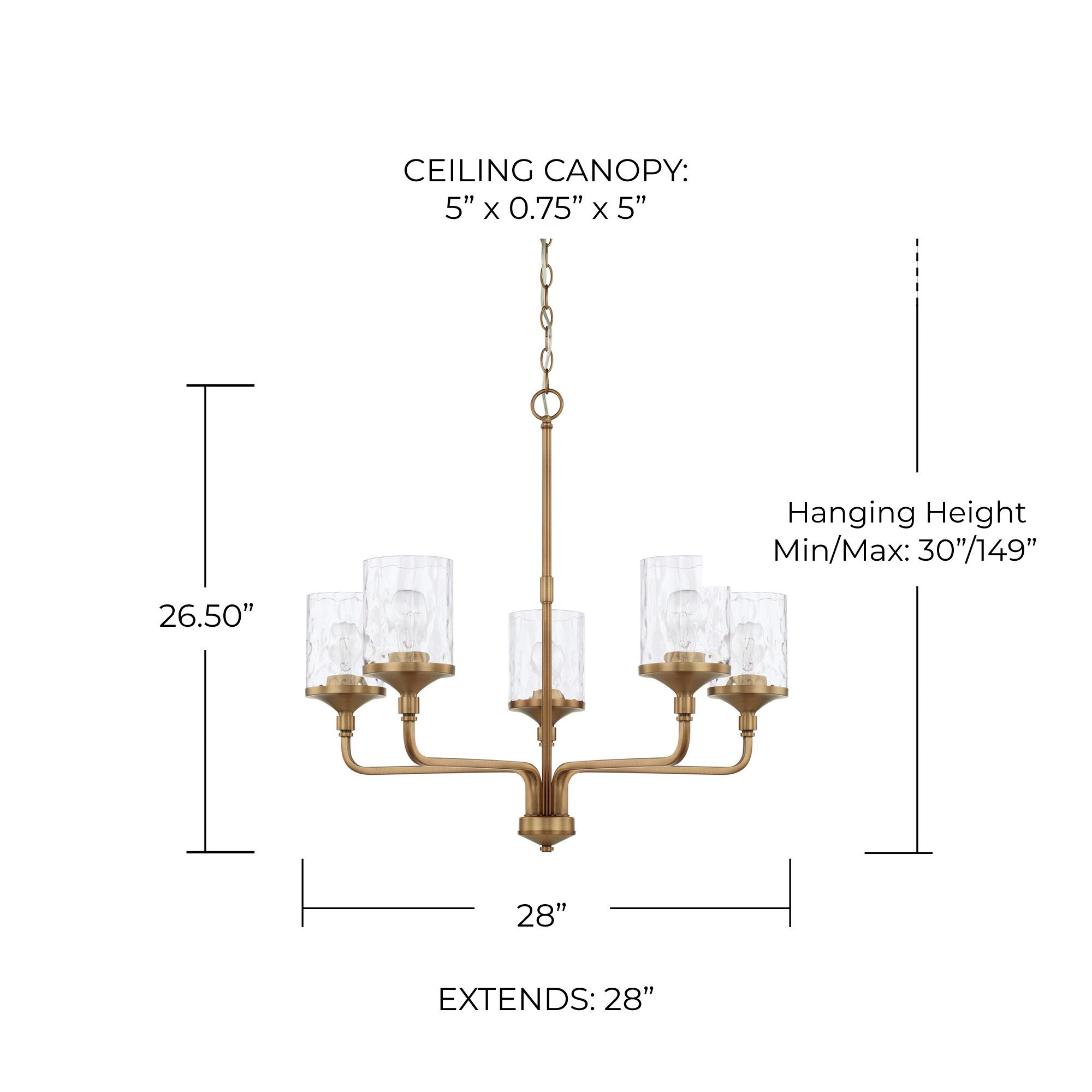 Image 2 HomePlace Lighting Colton 5 Light Chandelier 28" Aged Brass more views