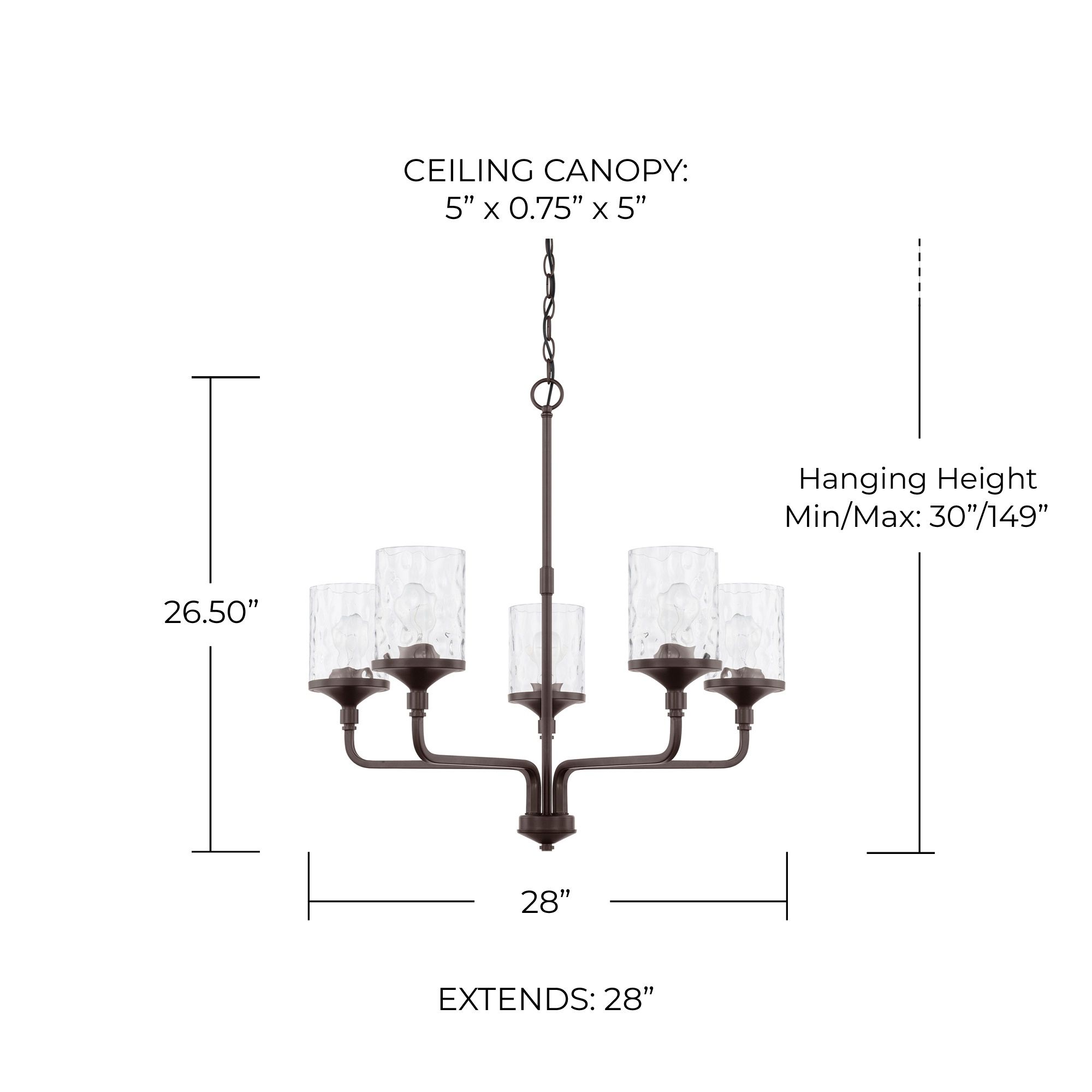Image 2 HomePlace Lighting Colton 5 Light Chandelier 28" Bronze more views