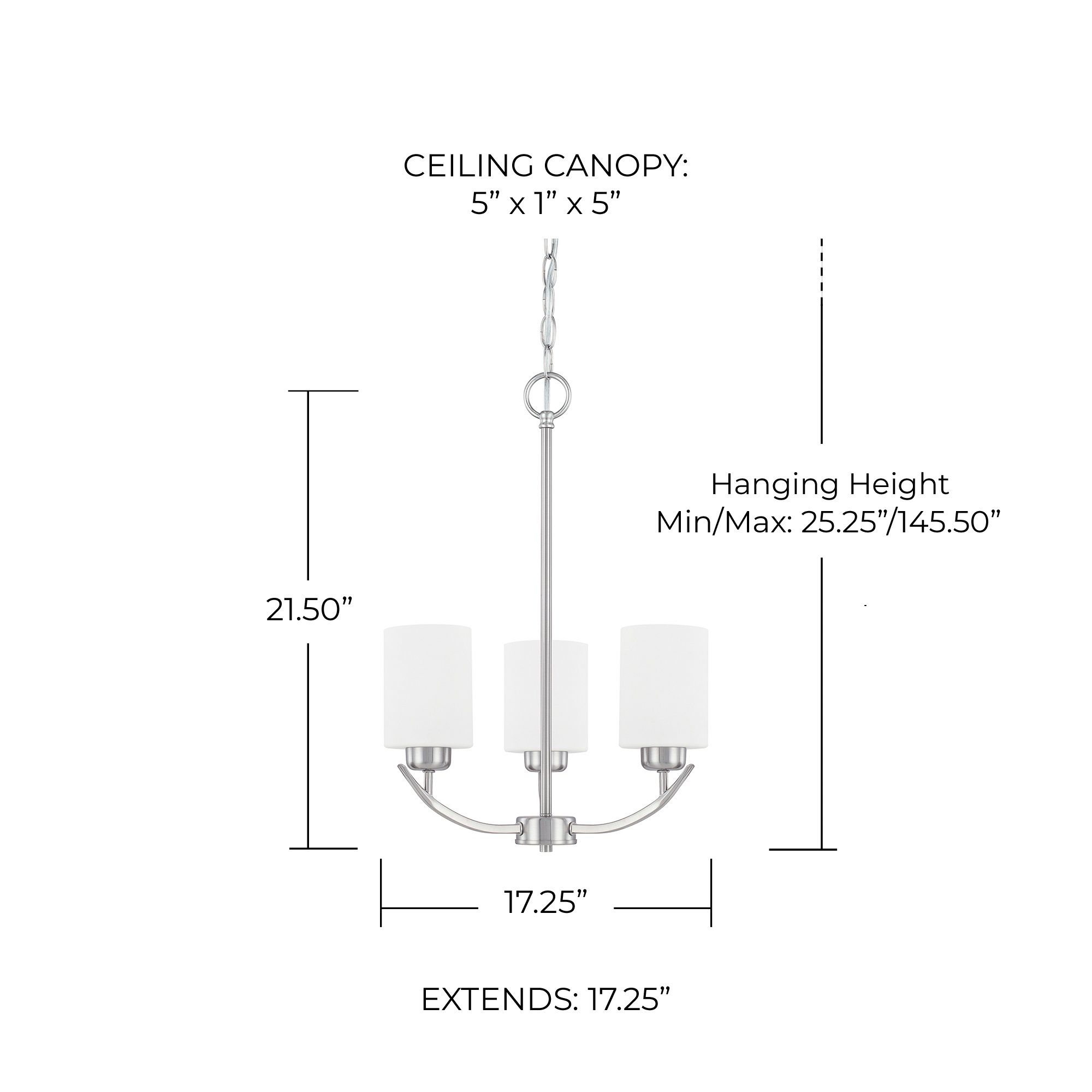 Image 2 HomePlace Lighting Dixon 3 Light Chandelier Brushed Nickel more views