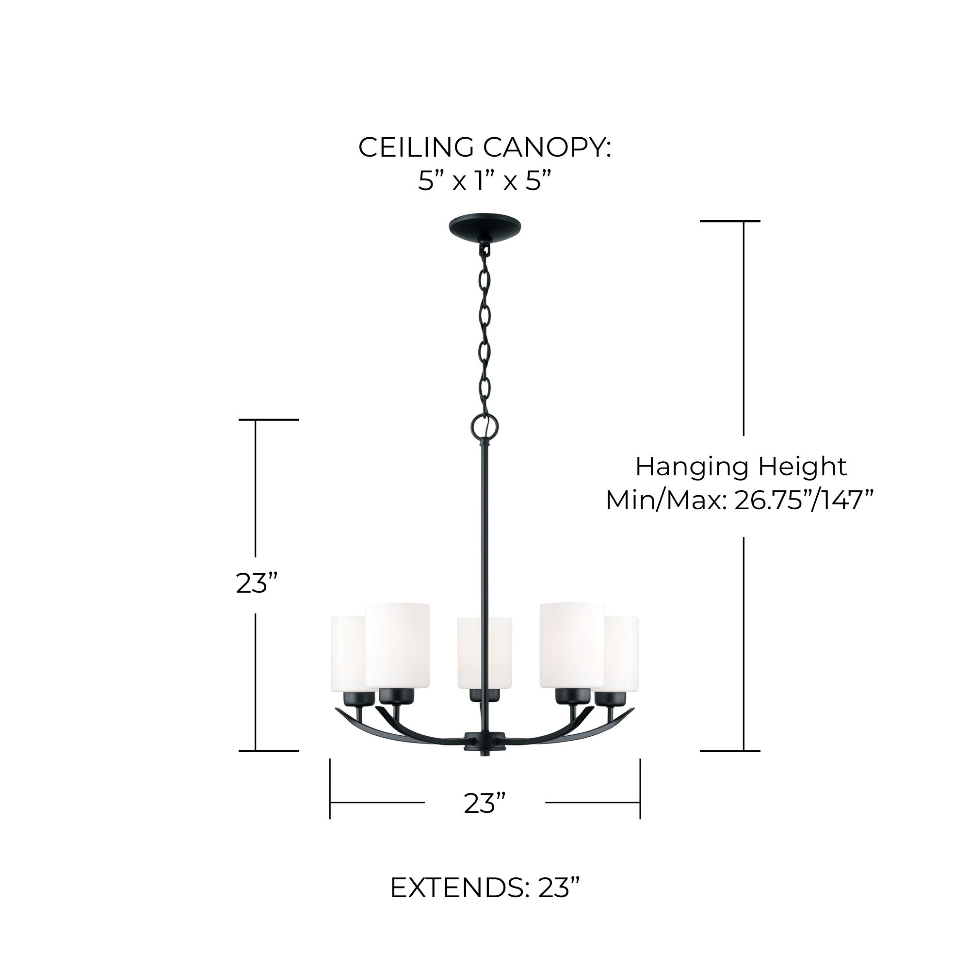 Image 4 HomePlace Lighting Dixon 5 Light Chandelier Matte Black more views