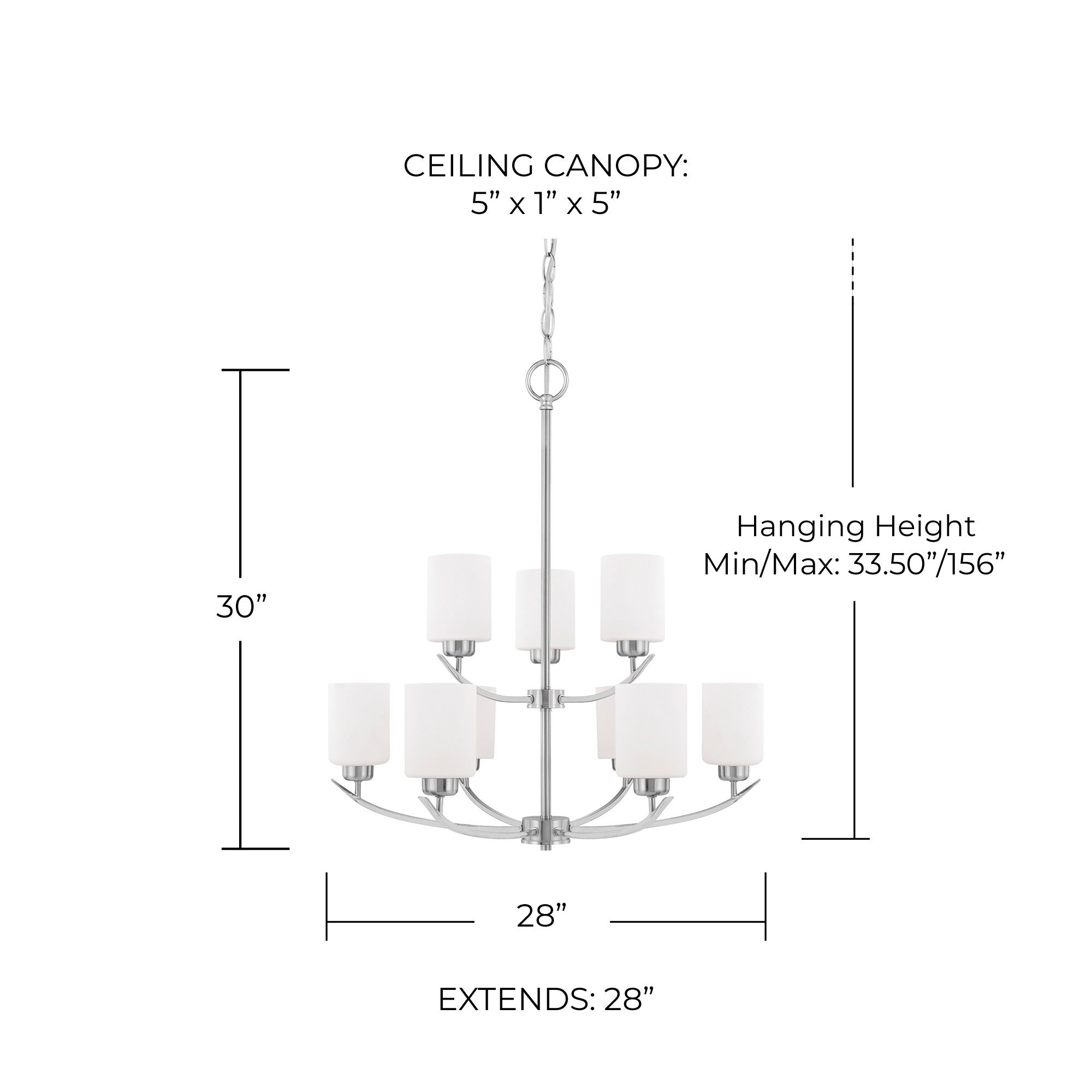 Image 2 HomePlace Lighting Dixon 9 Light Chandelier 28" Brushed Nickel more views