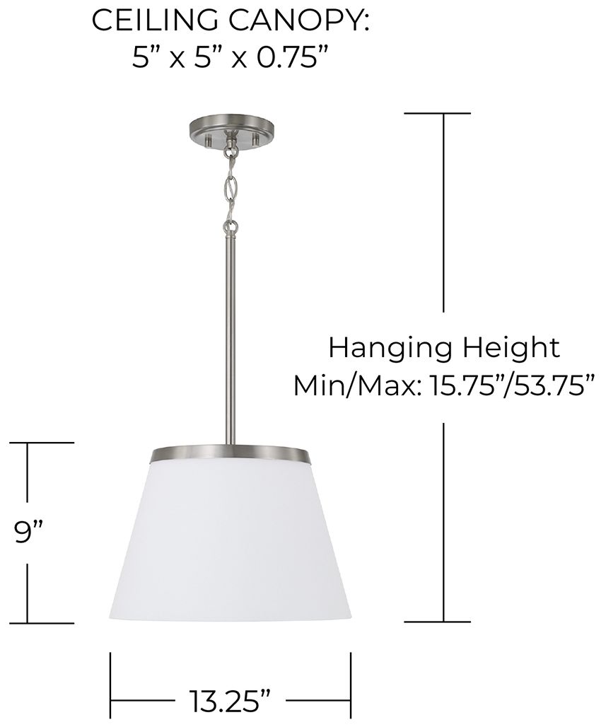 Image 5 HomePlace Lighting Drake 1 Light Pendant 13.25" Brushed Nickel more views