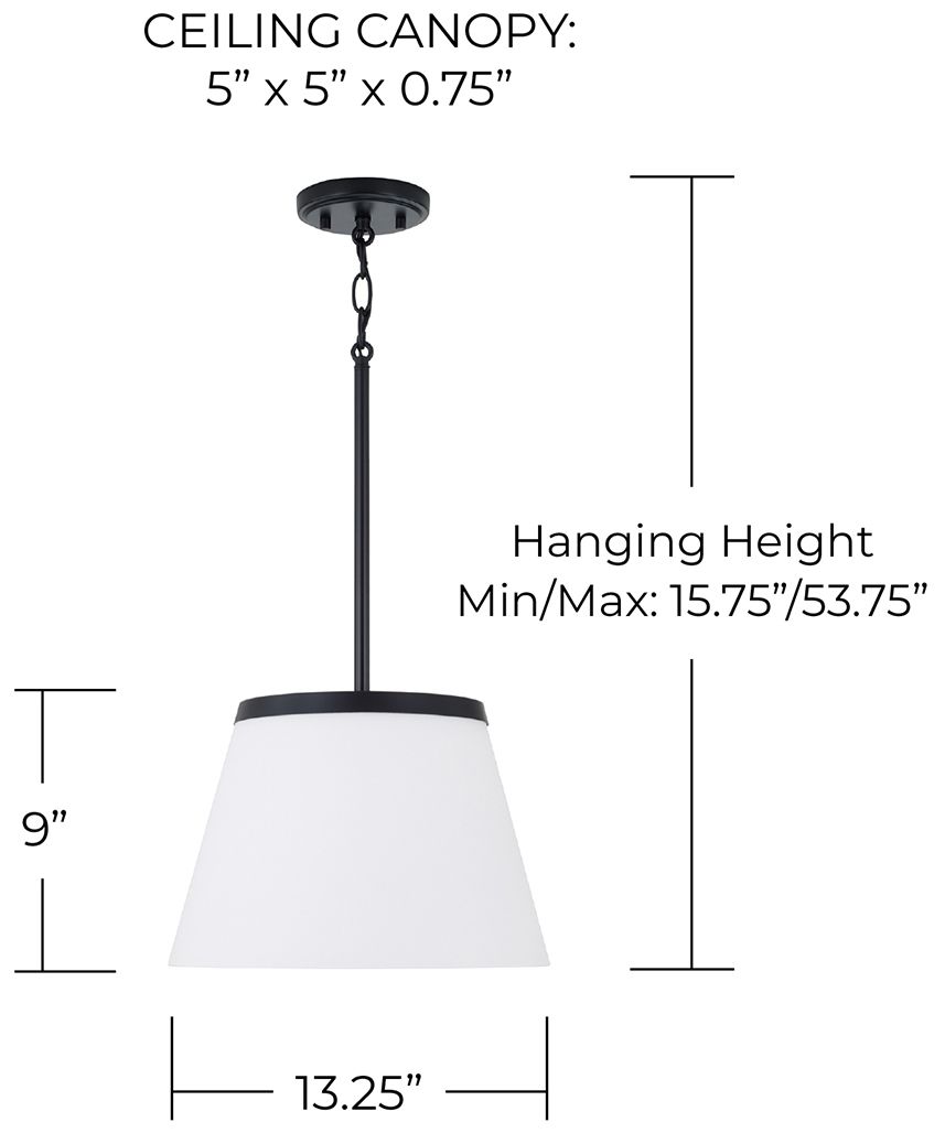 Image 5 HomePlace Lighting Drake 1 Light Pendant 13.25" Matte Black more views
