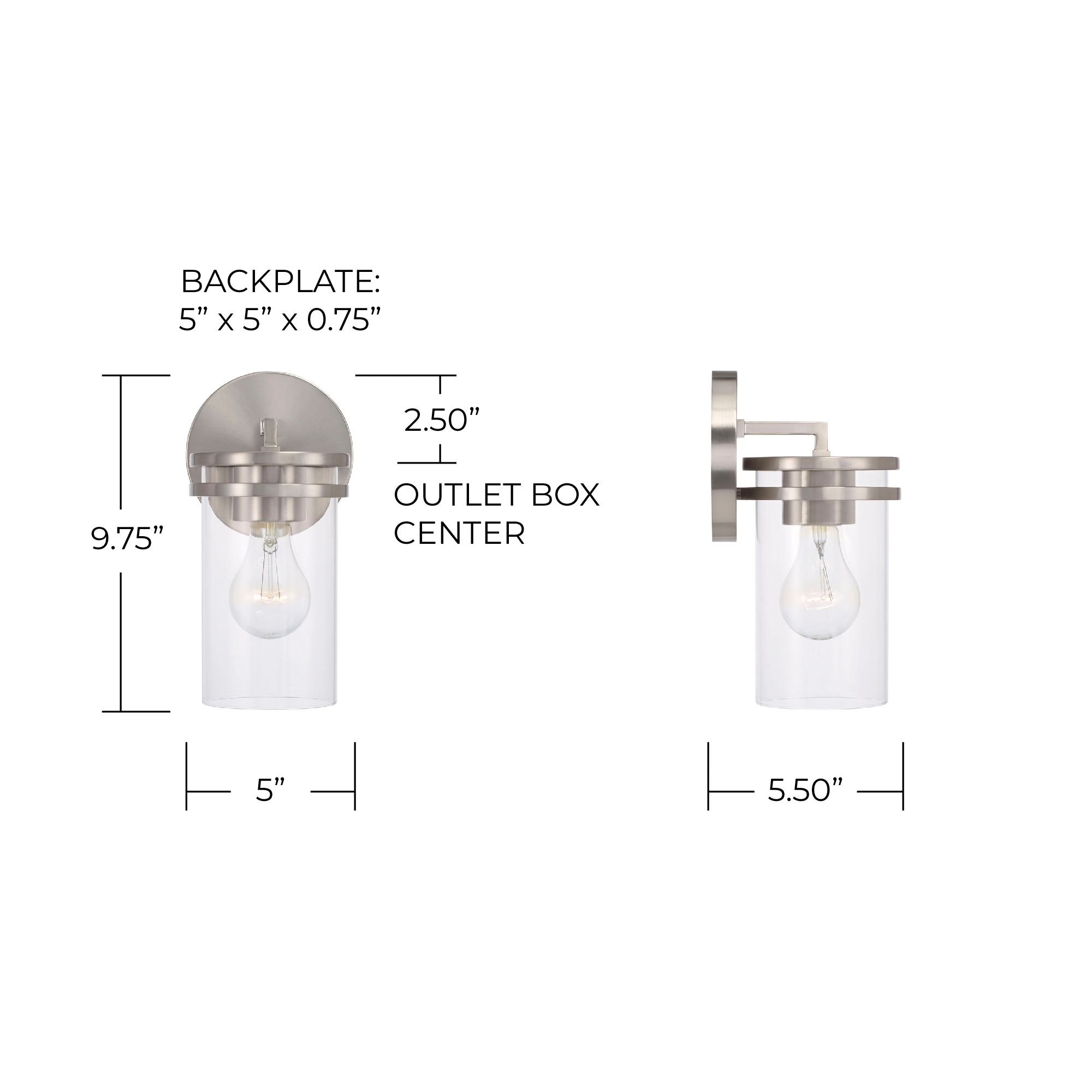 Image 6 HomePlace Lighting Fuller 1 Light Sconce Brushed Nickel more views
