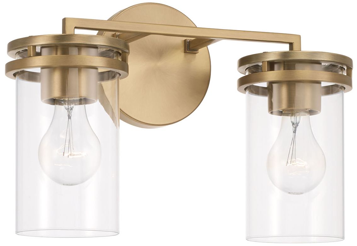 HomePlace Lighting Fuller 2 Light Vanity 14.25" Aged Brass