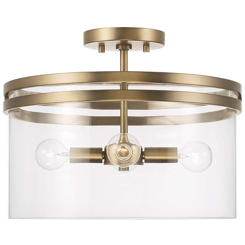 Image 1 HomePlace Lighting Fuller 4 Light Dual Mount Semi-Flush/Pendant Aged Brass