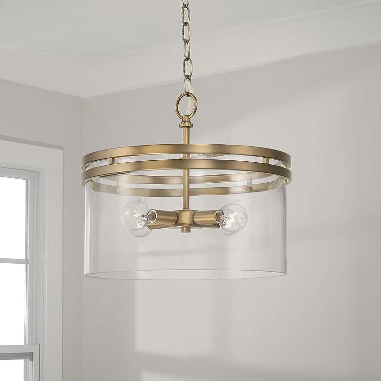 Image 1 HomePlace Lighting Fuller 4 Light Dual Mount Semi-Flush/Pendant Aged Brass