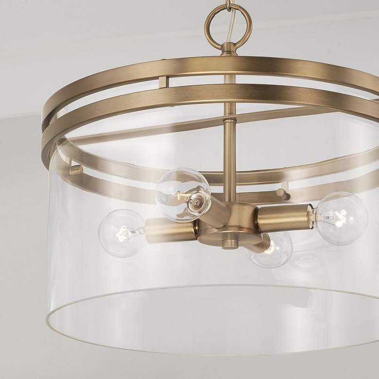 Image 3 HomePlace Lighting Fuller 4 Light Dual Mount Semi-Flush/Pendant Aged Brass more views