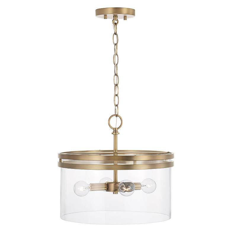 Image 4 HomePlace Lighting Fuller 4 Light Dual Mount Semi-Flush/Pendant Aged Brass more views