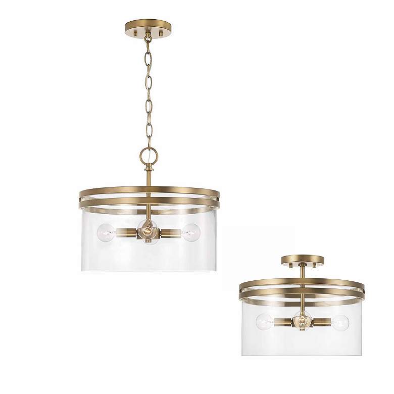 Image 6 HomePlace Lighting Fuller 4 Light Dual Mount Semi-Flush/Pendant Aged Brass more views