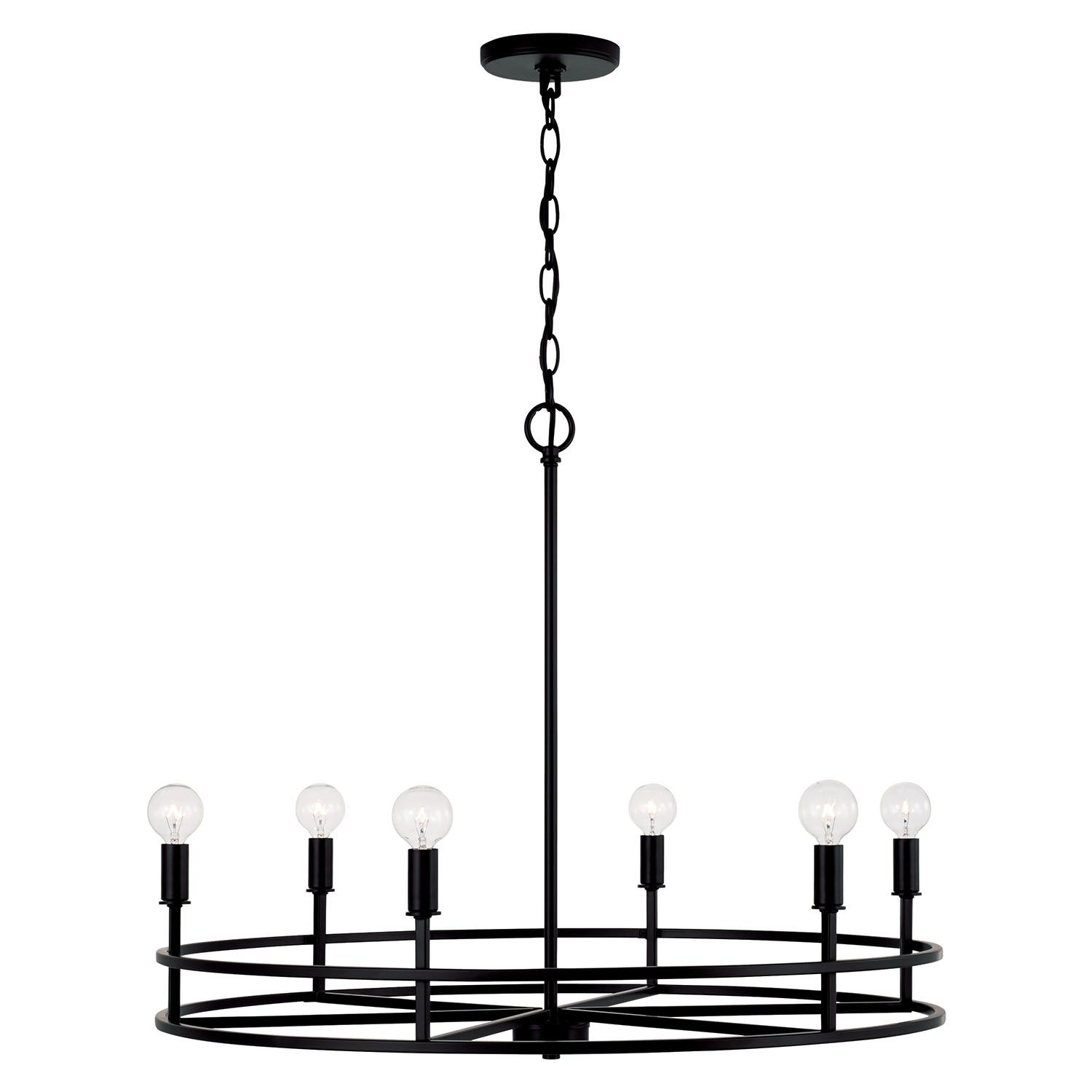 Image 4 HomePlace Lighting Fuller 6 Light Chandelier 28" Matte Black more views