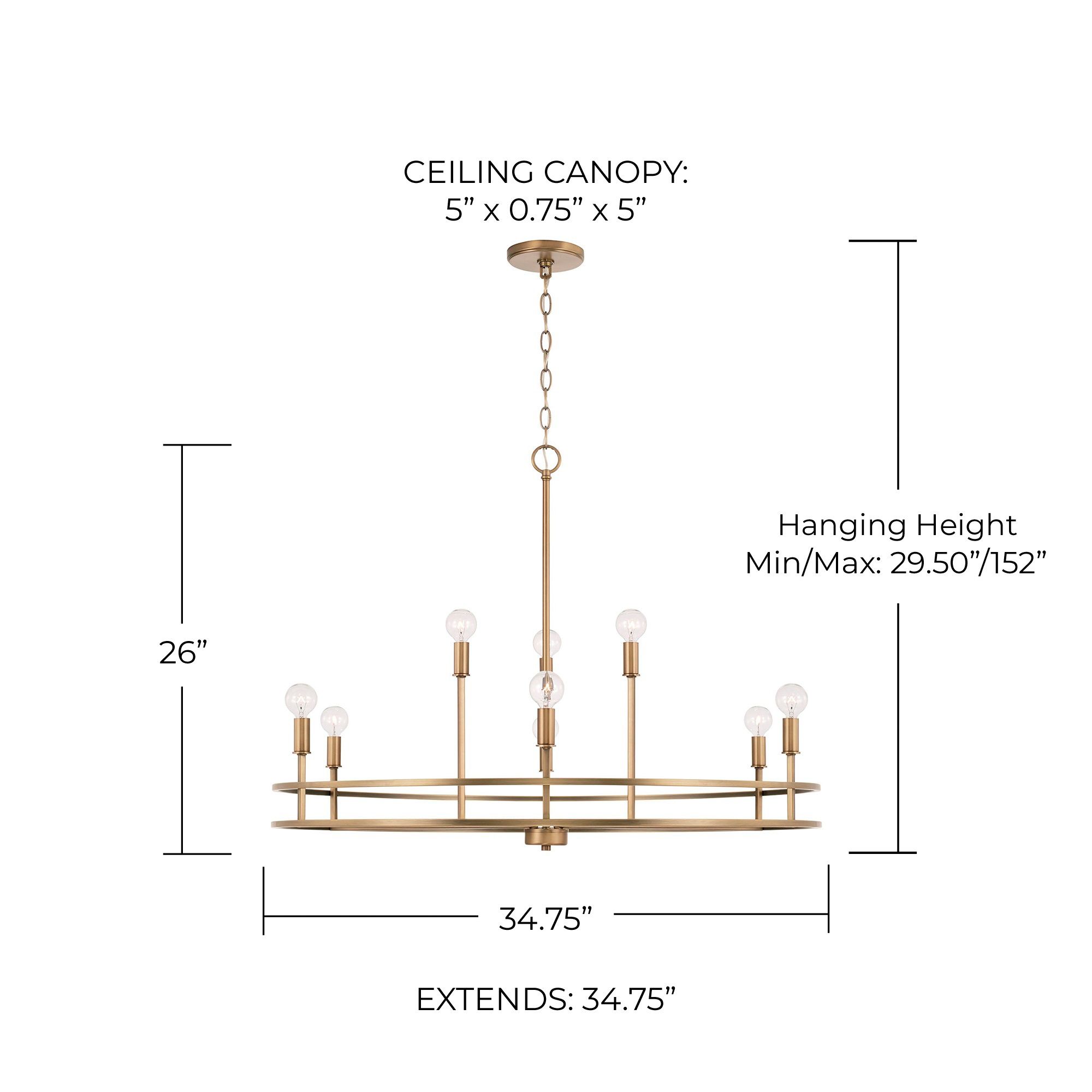 Image 5 HomePlace Lighting Fuller 9 Light Chandelier Aged Brass more views