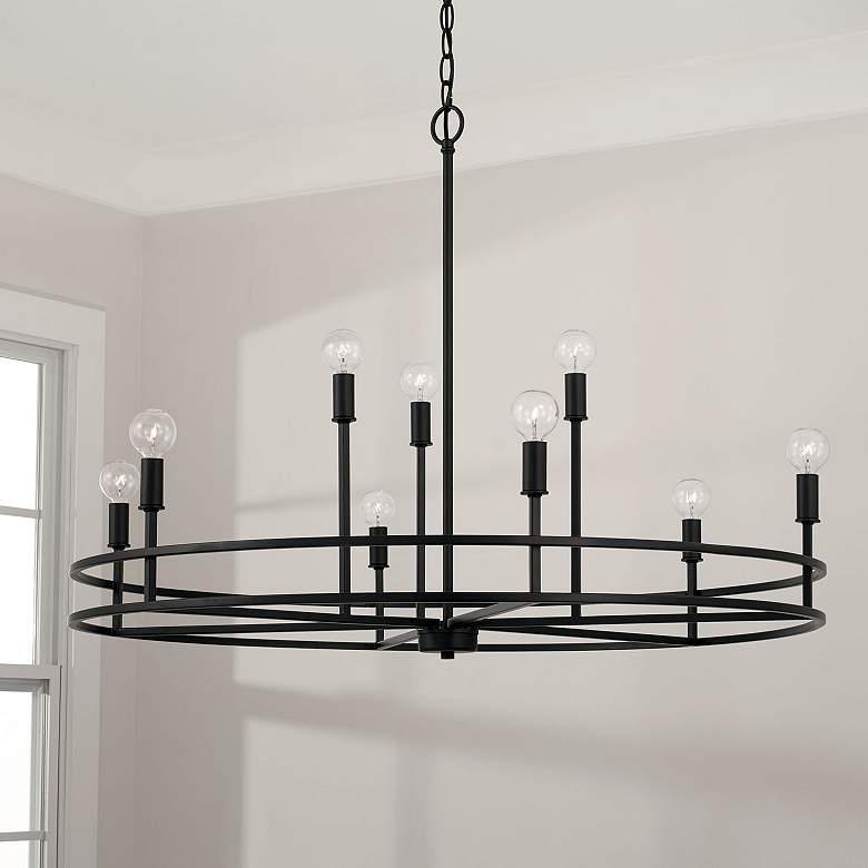 Image 1 HomePlace Lighting Fuller 9 Light Chandelier Matte Black