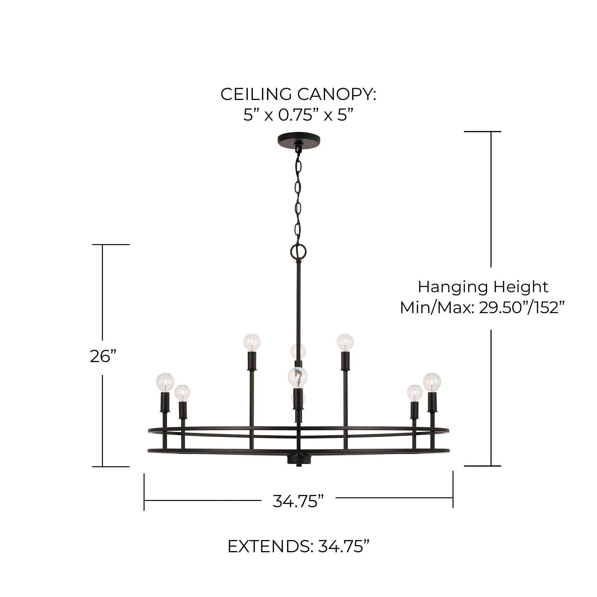 Image 5 HomePlace Lighting Fuller 9 Light Chandelier Matte Black more views