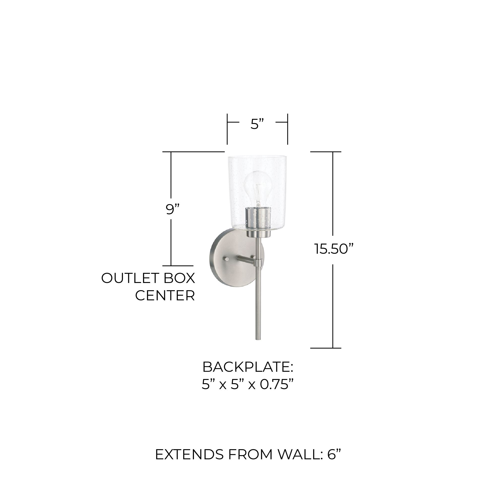 Image 2 HomePlace Lighting Greyson 1 Light Sconce 5" Brushed Nickel more views