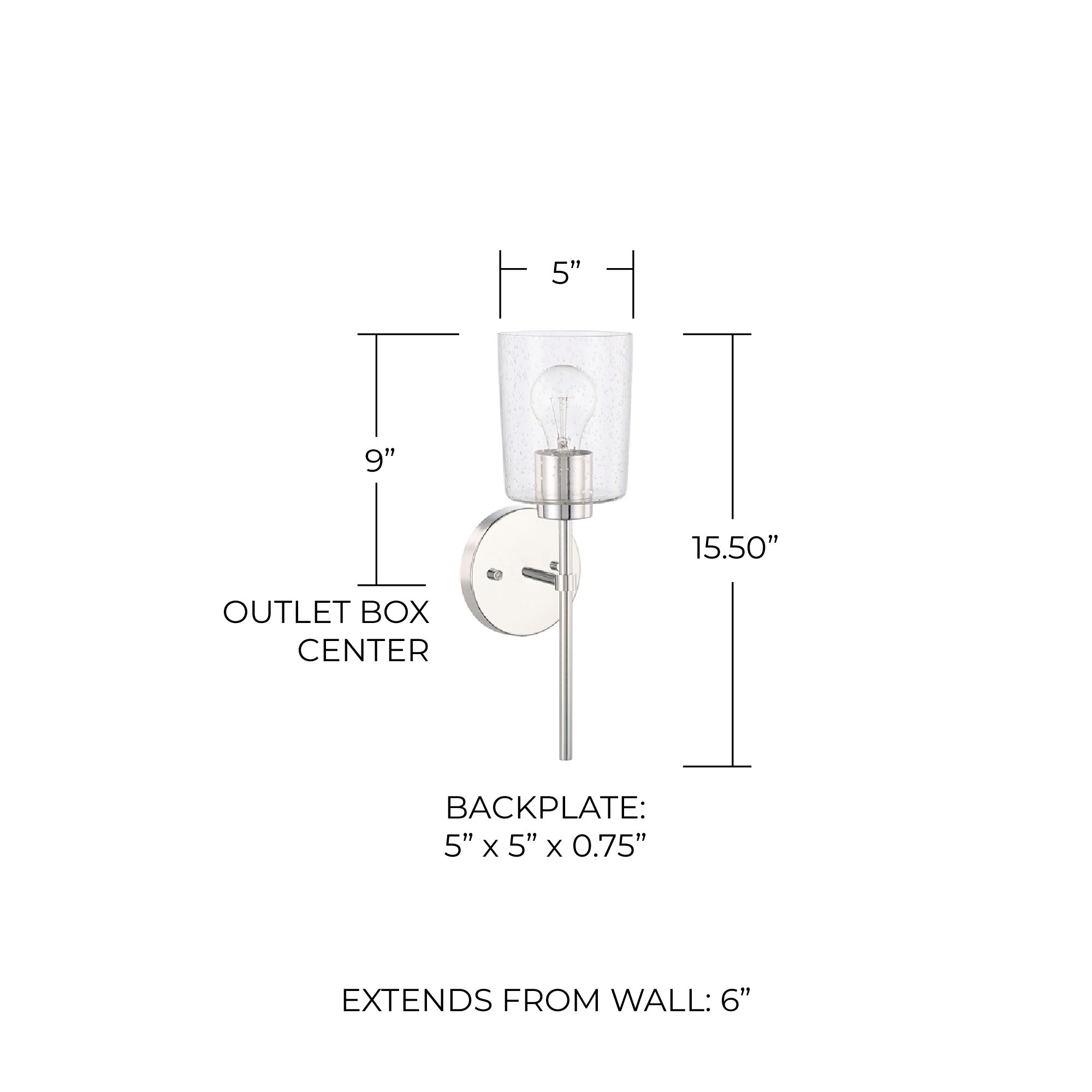 Image 2 HomePlace Lighting Greyson 1 Light Sconce 5" Chrome more views