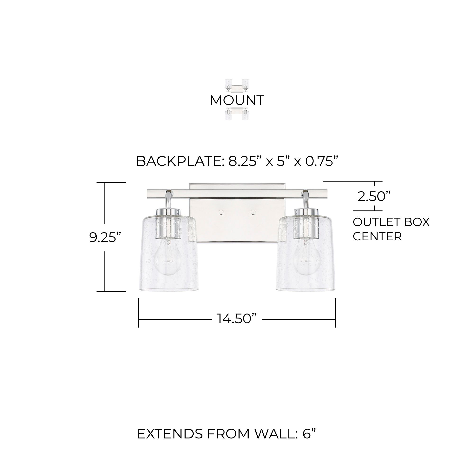 Image 2 HomePlace Lighting Greyson 2 Light Vanity 14.5" Chrome more views