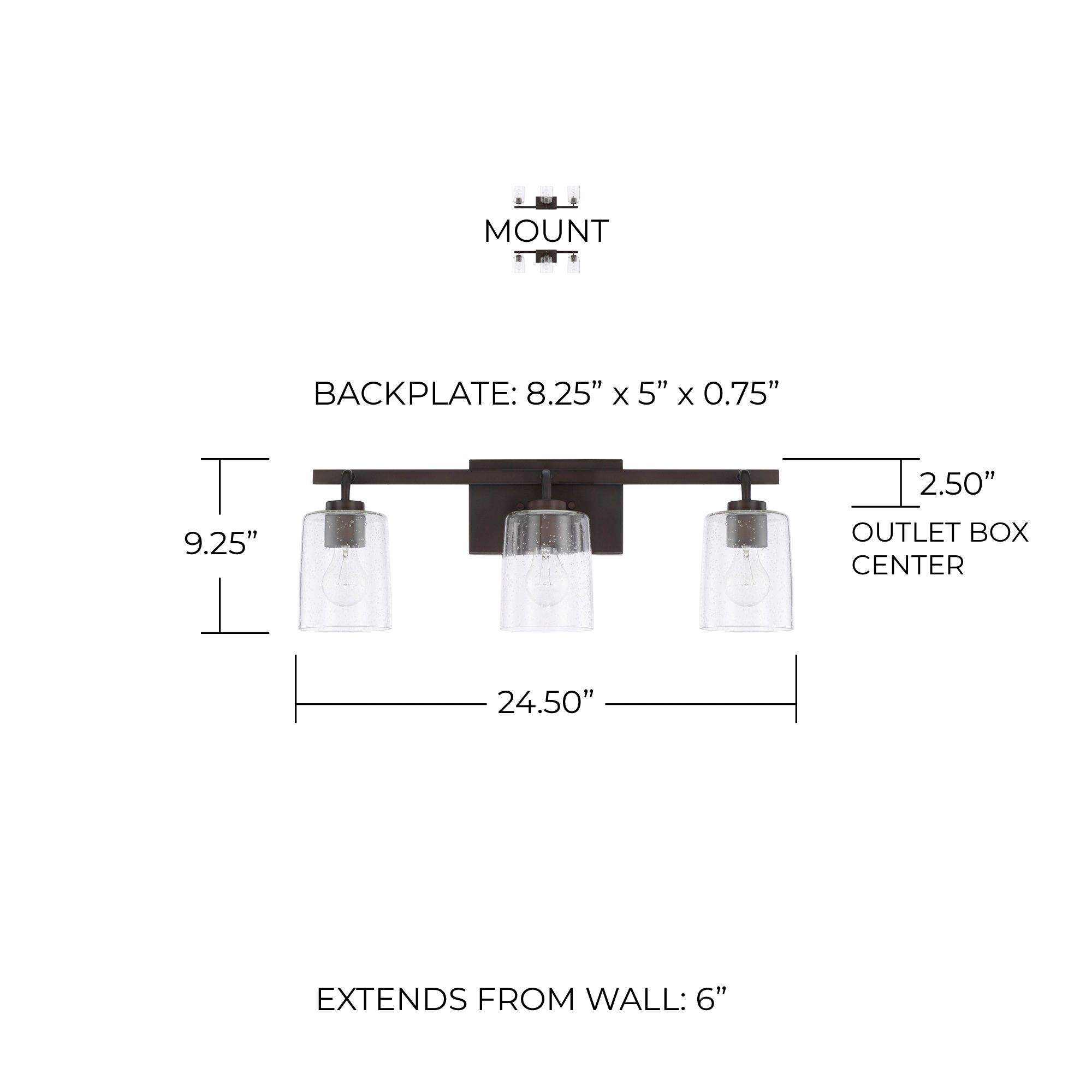 Image 2 HomePlace Lighting Greyson 3 Light Vanity 24.5" Bronze more views