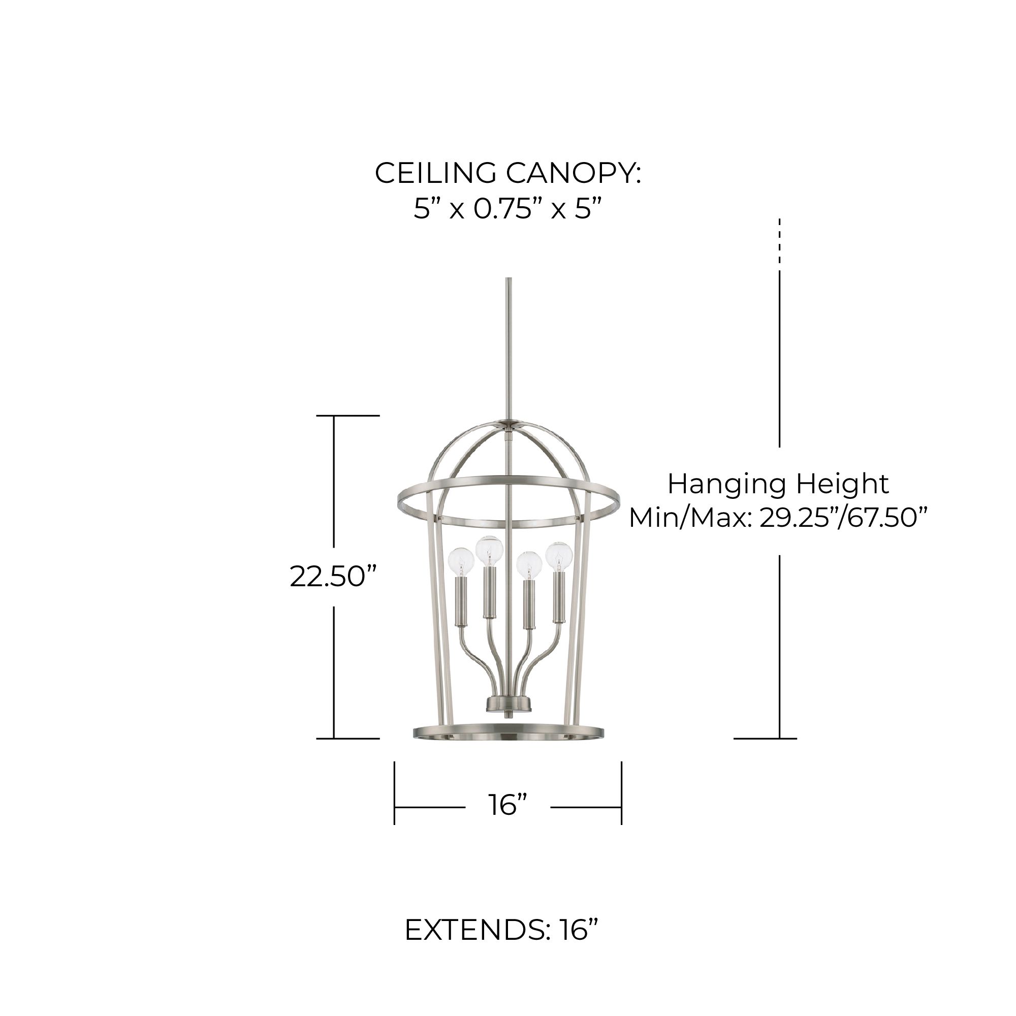 Image 2 HomePlace Lighting Greyson 4 Light Foyer Brushed Nickel more views