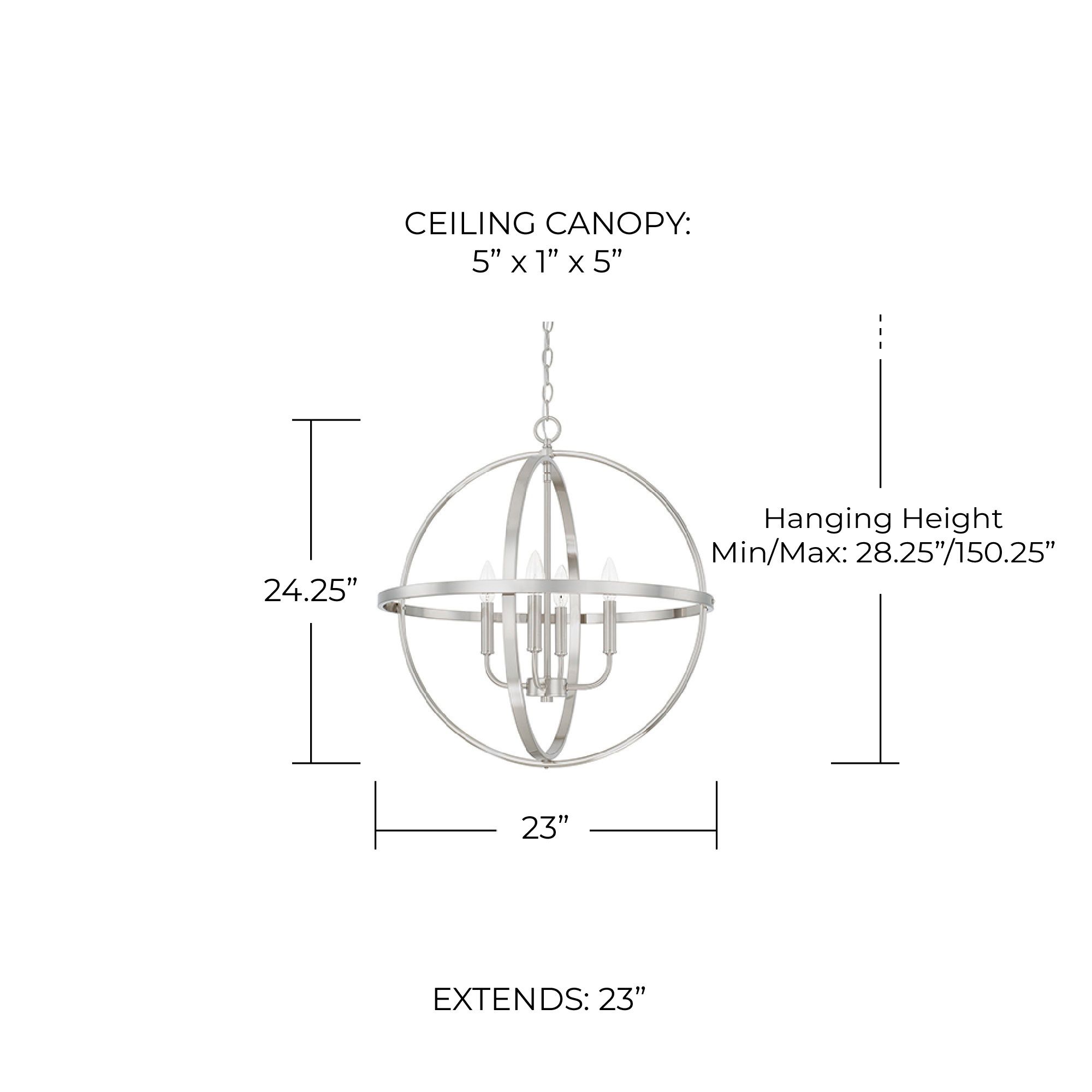 Image 2 HomePlace Lighting Hartwell 4 Light Pendant 23" Brushed Nickel more views