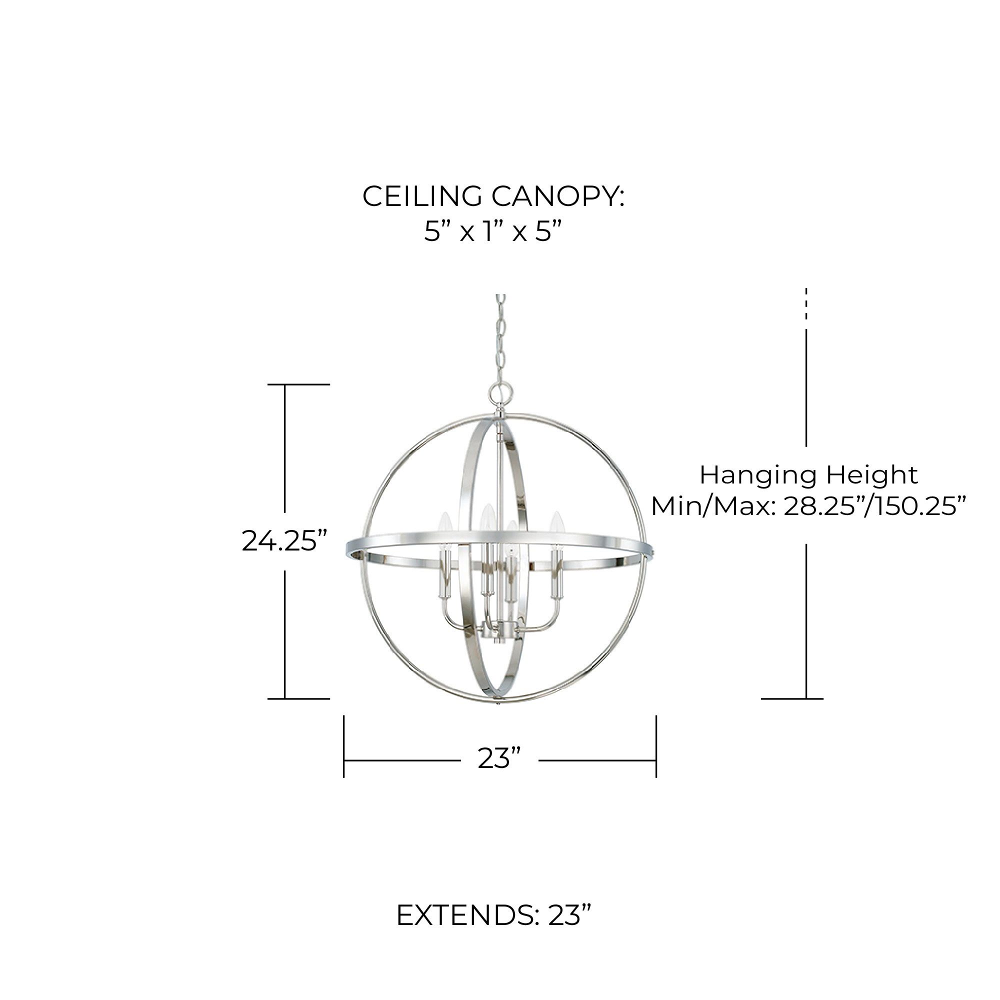 Image 2 HomePlace Lighting Hartwell 4 Light Pendant 23" Polished Nickel more views