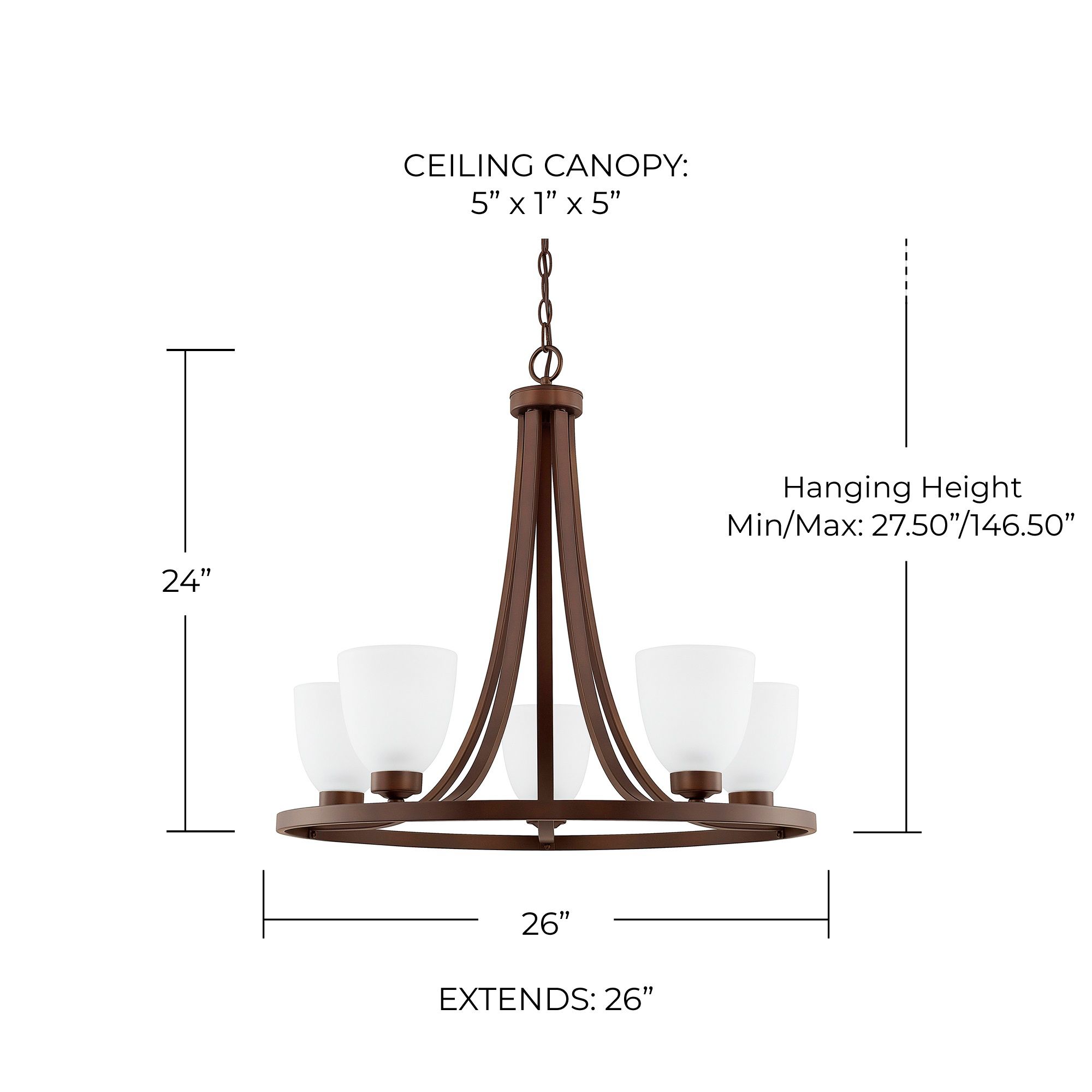 Image 2 HomePlace Lighting Jameson 5 Light Chandelier 26" Bronze more views