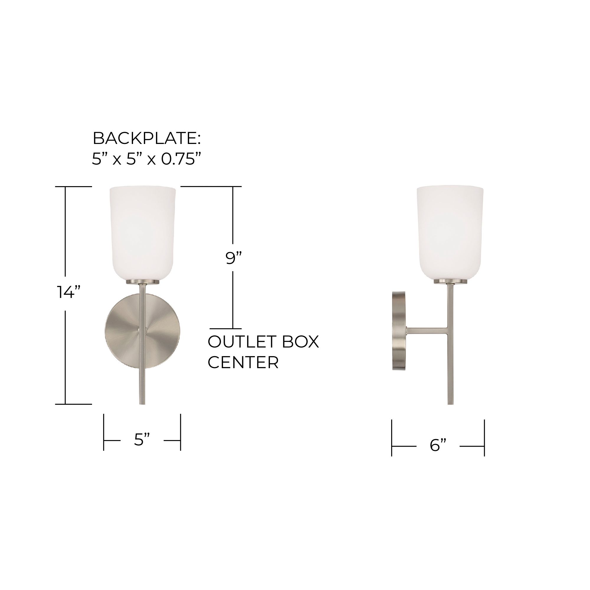 Image 6 HomePlace Lighting Lawson 1 Light Sconce 5" Brushed Nickel more views