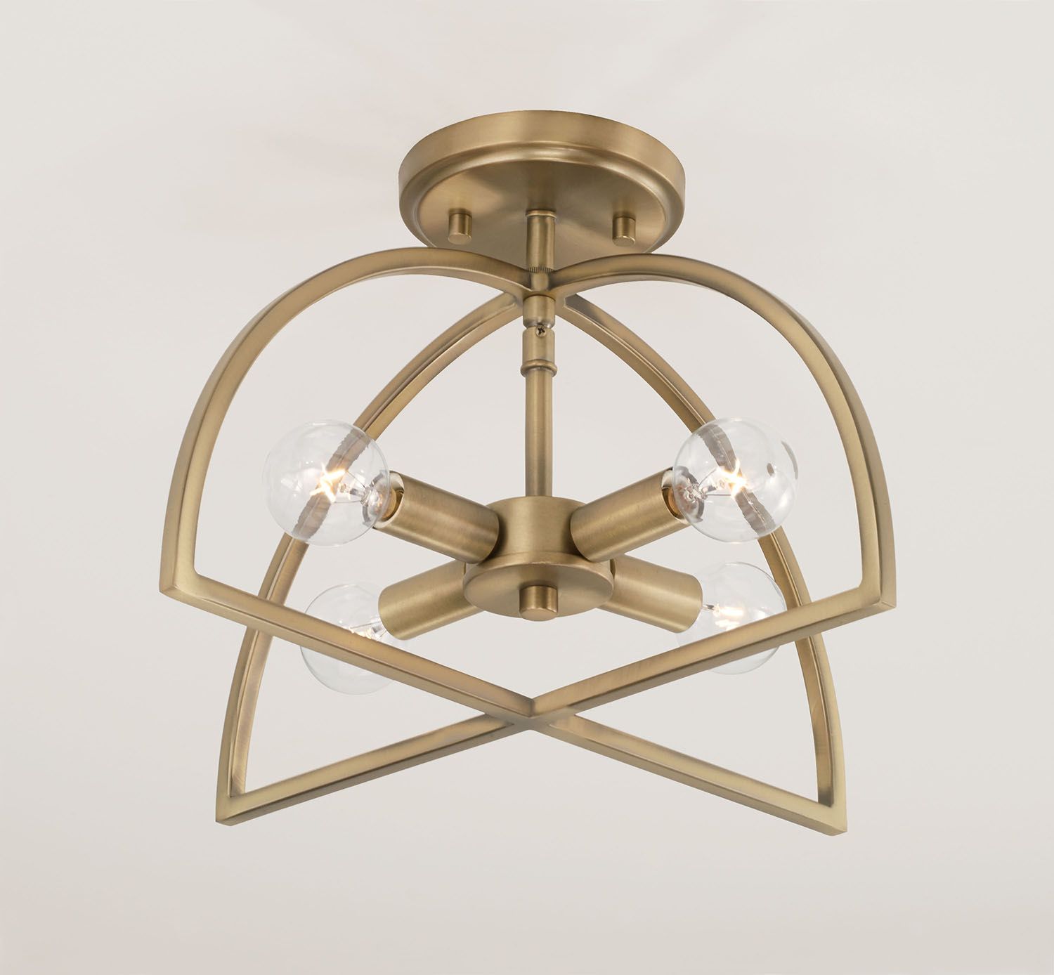 Image 3 HomePlace Lighting Lawson 4 Light Semi Flush 15" Aged Brass more views