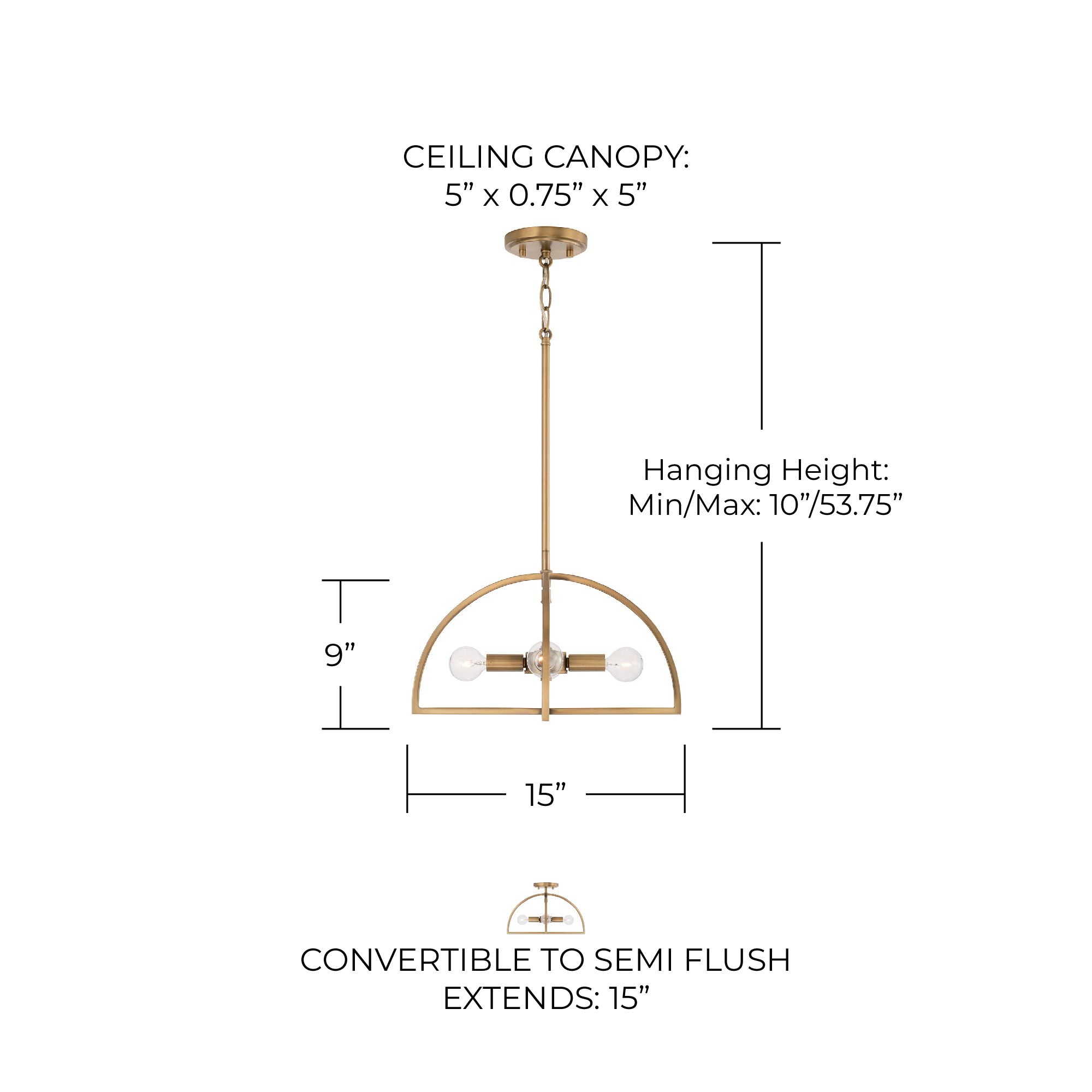 Image 7 HomePlace Lighting Lawson 4 Light Semi-Flush Aged Brass more views