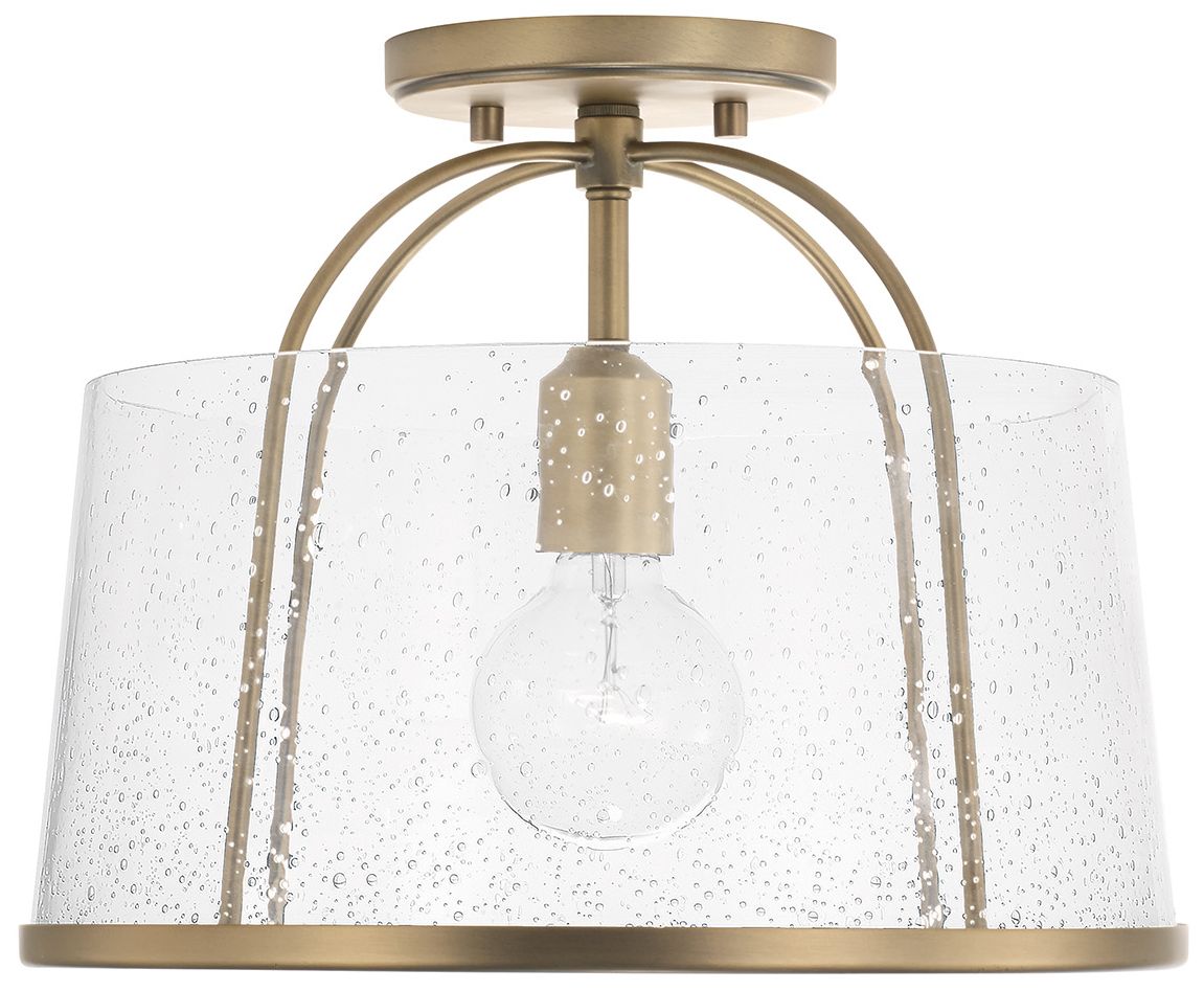 Image 2 HomePlace Lighting Madison 1 Light Semi-Flush 13" Aged Brass