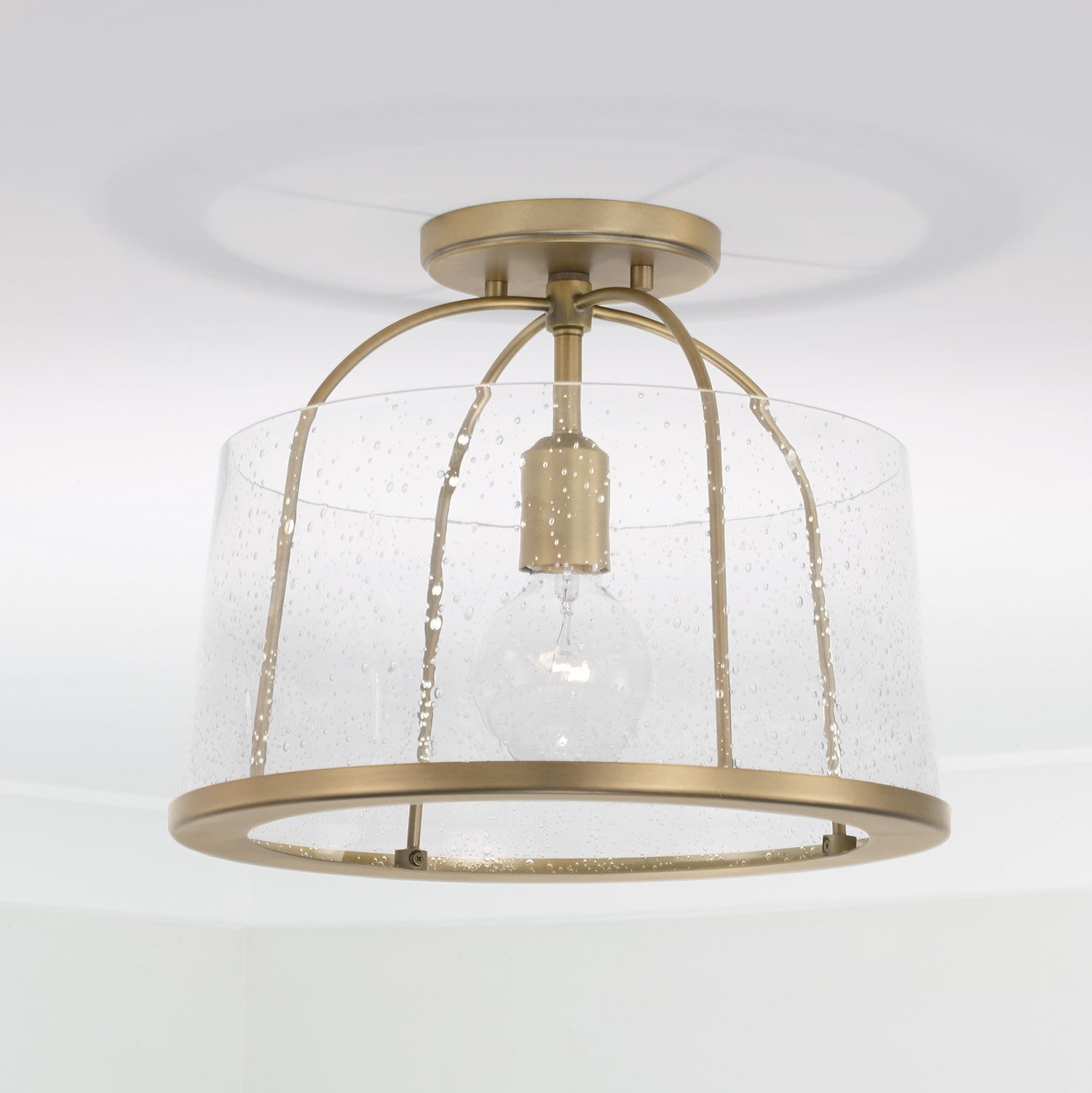 Image 4 HomePlace Lighting Madison 1 Light Semi-Flush 13" Aged Brass more views