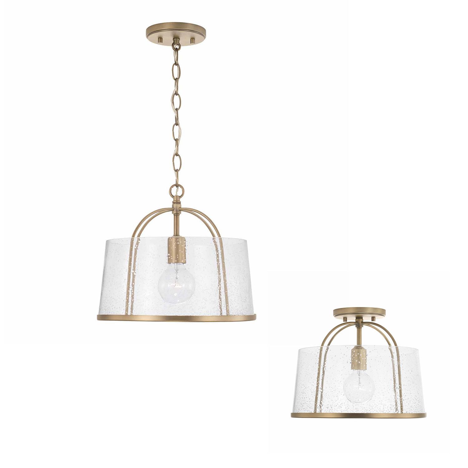 Image 6 HomePlace Lighting Madison 1 Light Semi-Flush 13" Aged Brass more views