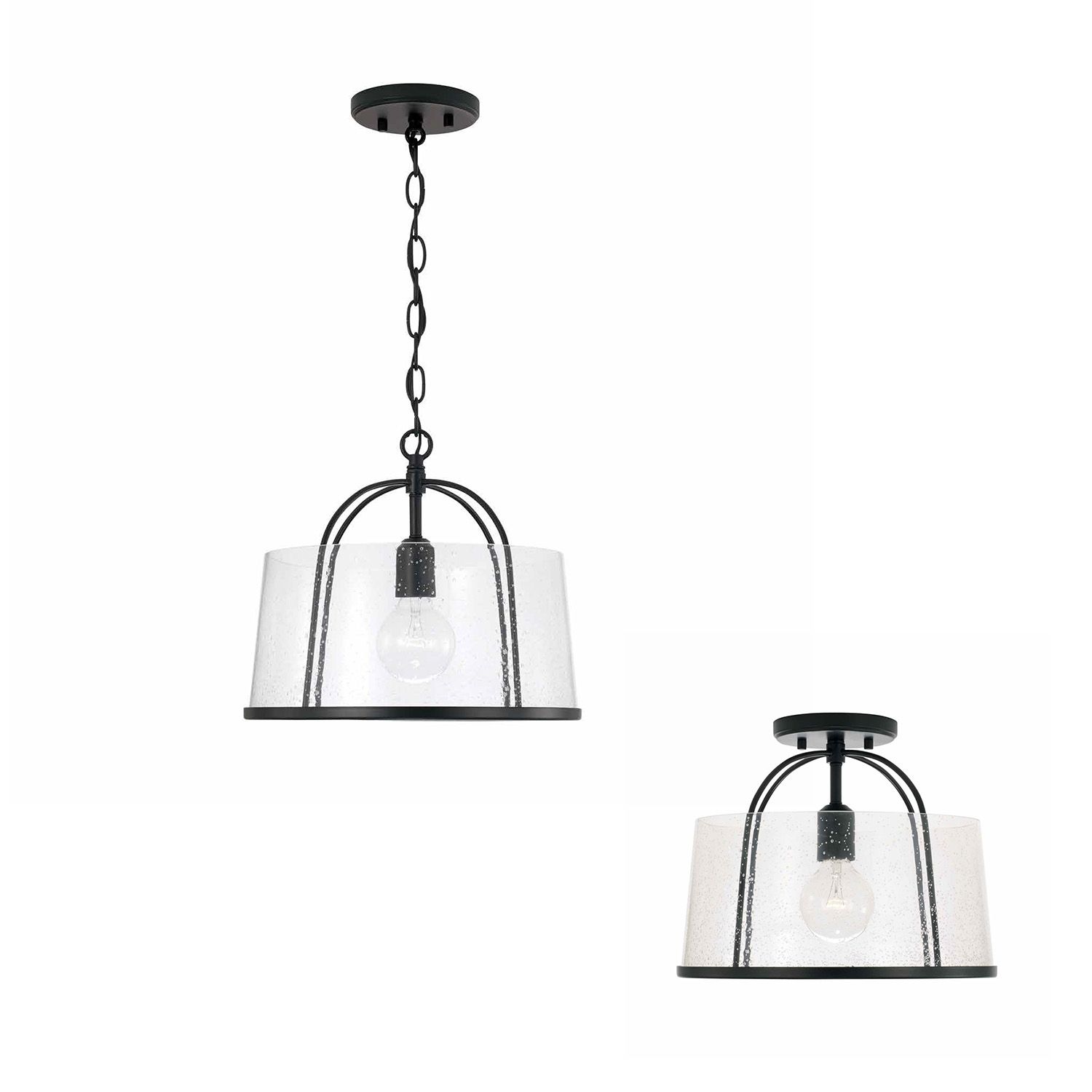 Image 6 HomePlace Lighting Madison 1 Light Semi Flush 13" Matte Black more views