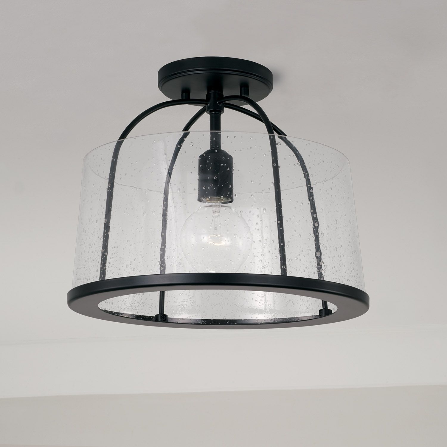 Image 4 HomePlace Lighting Madison 1 Light Semi Flush 13" Matte Black more views