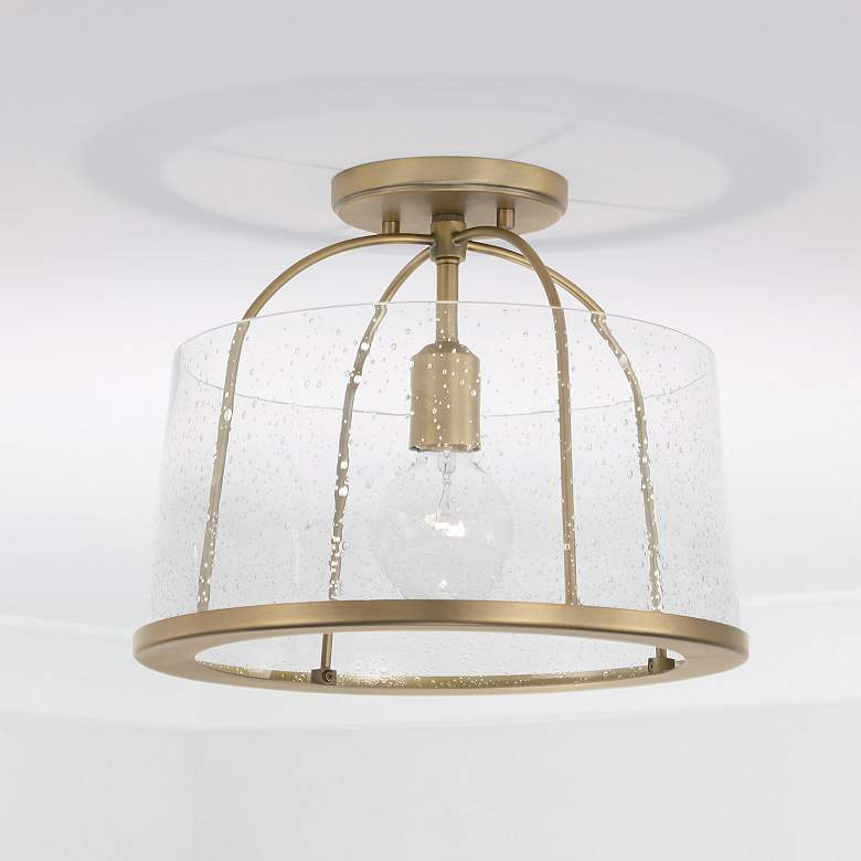 Image 1 HomePlace Lighting Madison 1 Light Semi-Flush Aged Brass