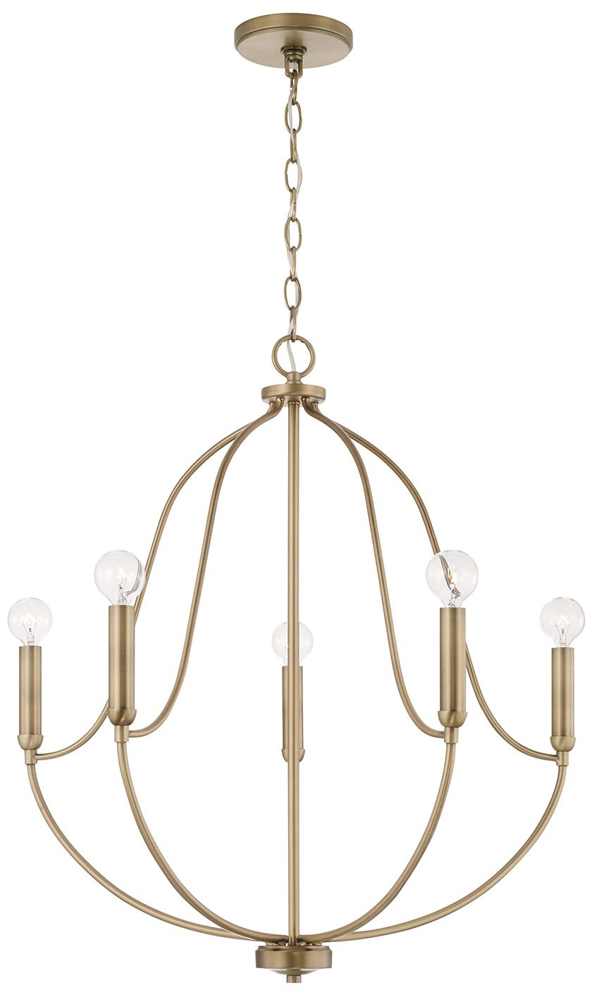HomePlace Lighting Madison 5 Light Chandelier 25" Aged Brass