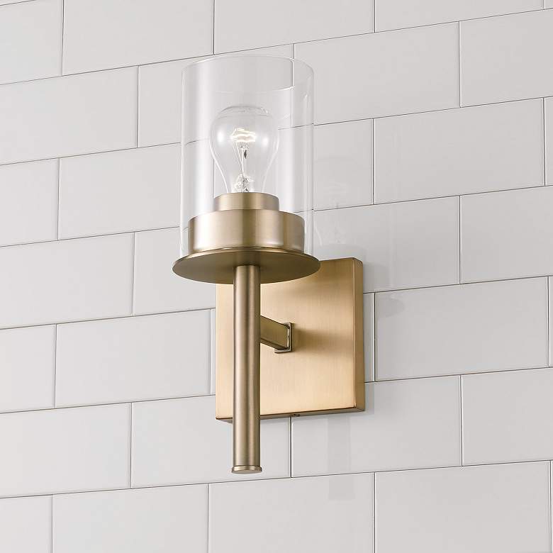 Image 1 HomePlace Lighting Mason 1 Light Sconce Aged Brass