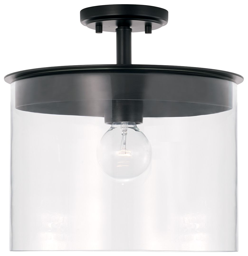 Image 2 HomePlace Lighting Mason 1 Light Semi Flush 13.25" Matte Black