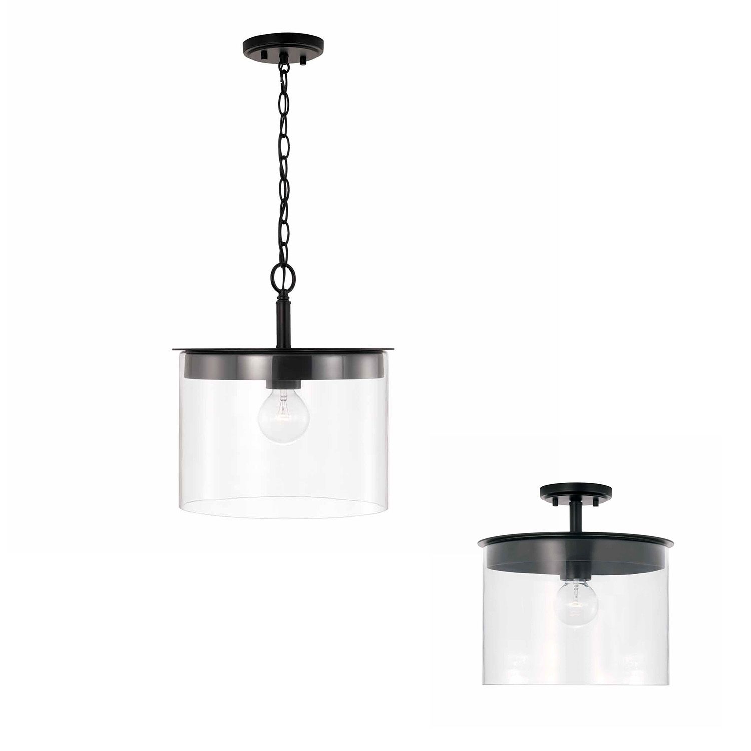 Image 6 HomePlace Lighting Mason 1 Light Semi Flush 13.25" Matte Black more views