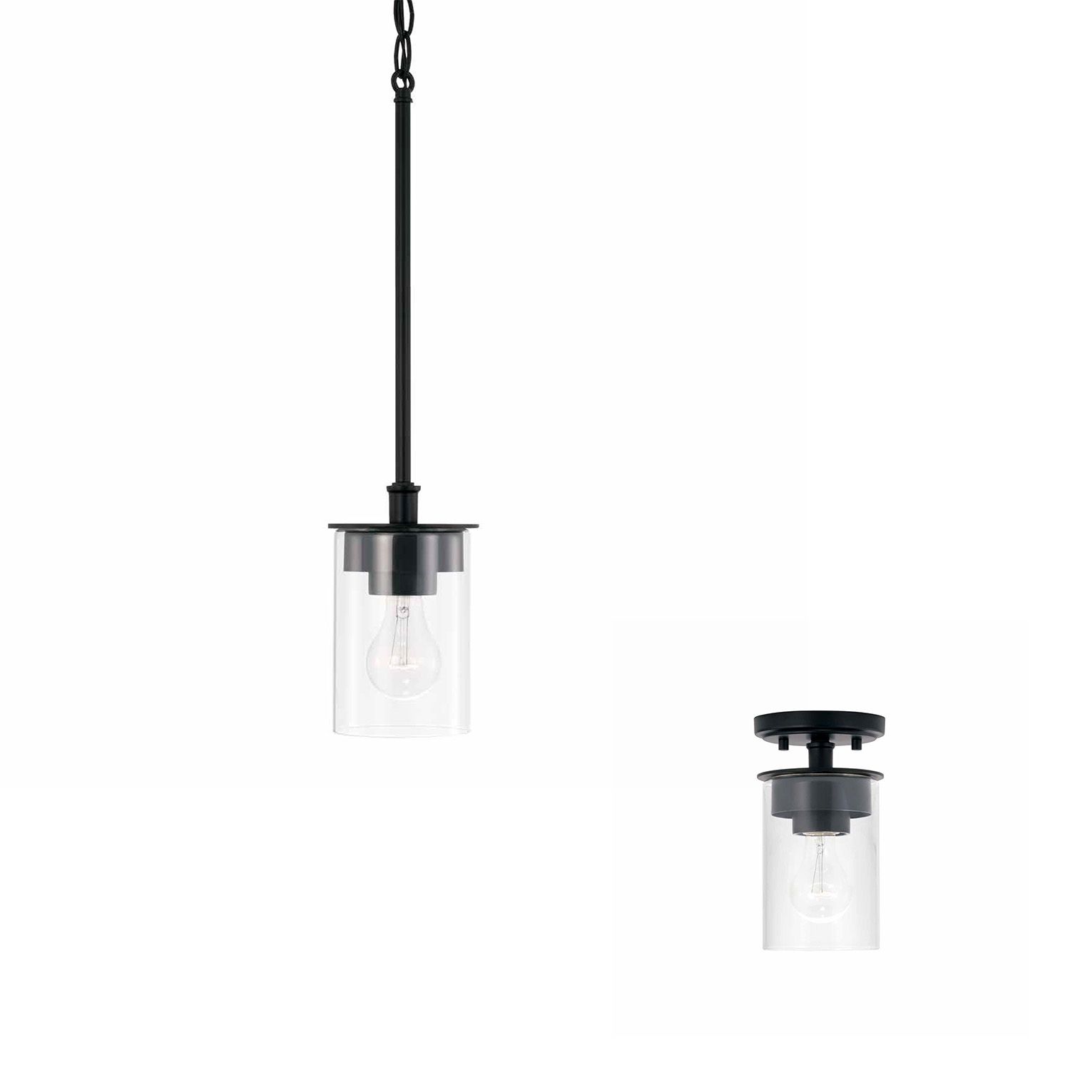 Image 5 HomePlace Lighting Mason 1 Light Semi Flush 5" Matte Black more views