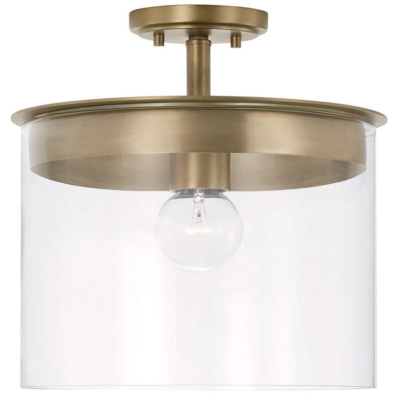 Image 1 HomePlace Lighting Mason 1 Light Semi-Flush Aged Brass