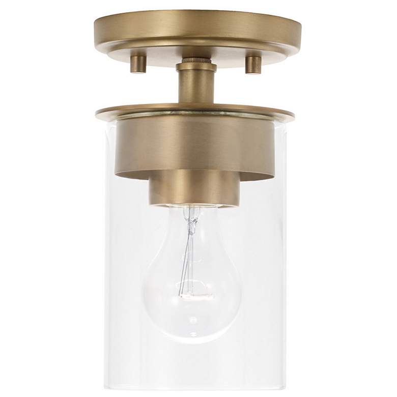 Image 1 HomePlace Lighting Mason 1 Light Semi-Flush Aged Brass