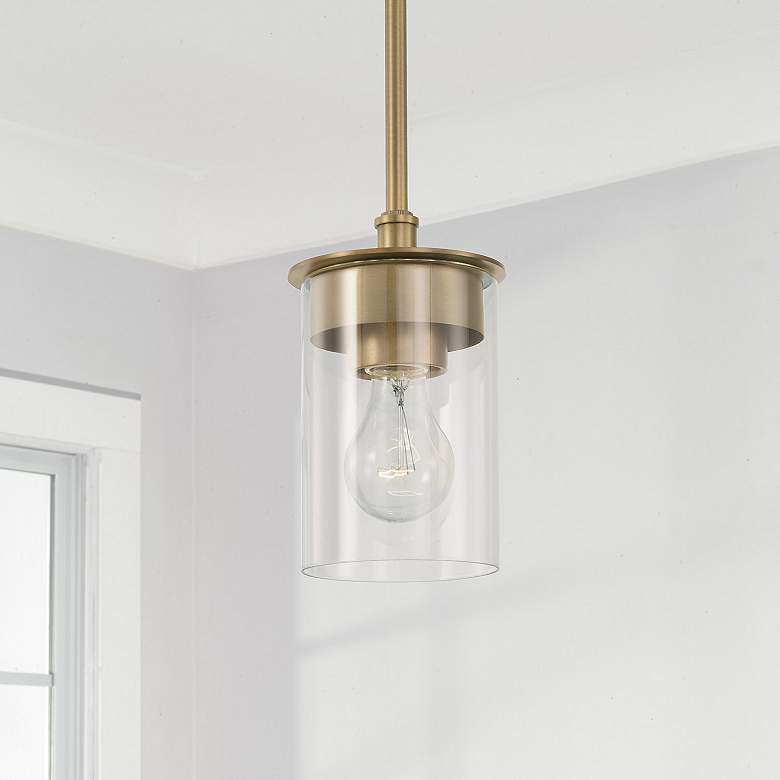 Image 2 HomePlace Lighting Mason 1 Light Semi-Flush Aged Brass more views